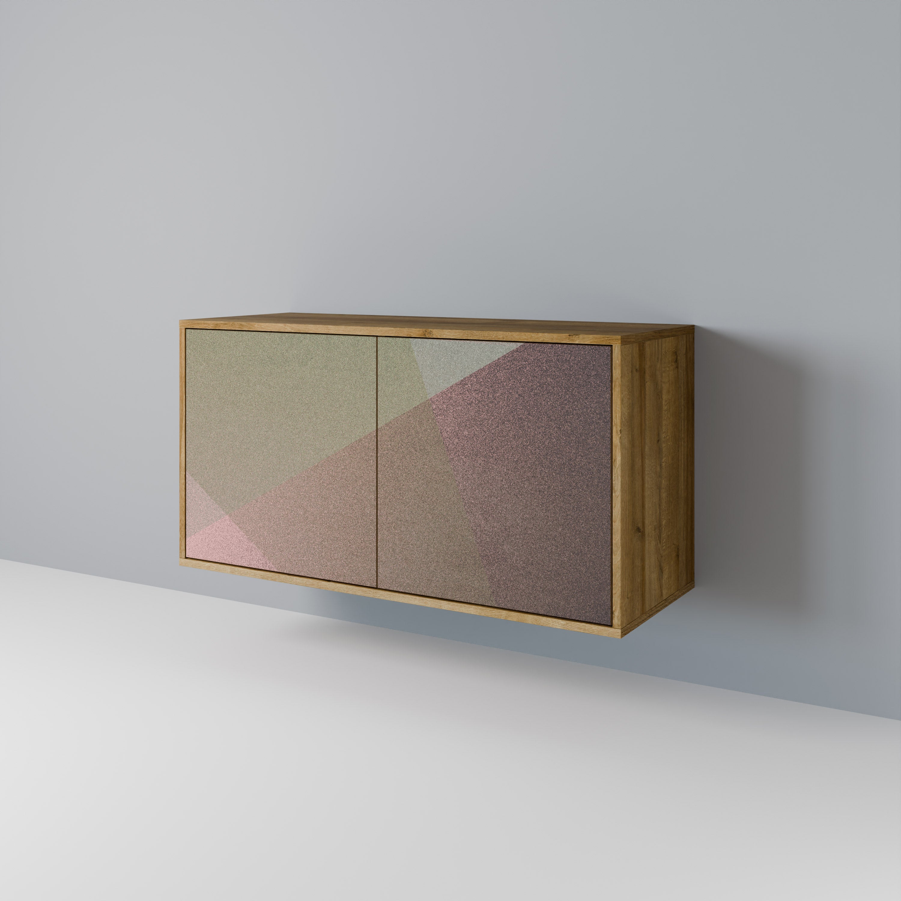 BEIGE GEOMETRY 2-Door Sideboard in Oak Effect