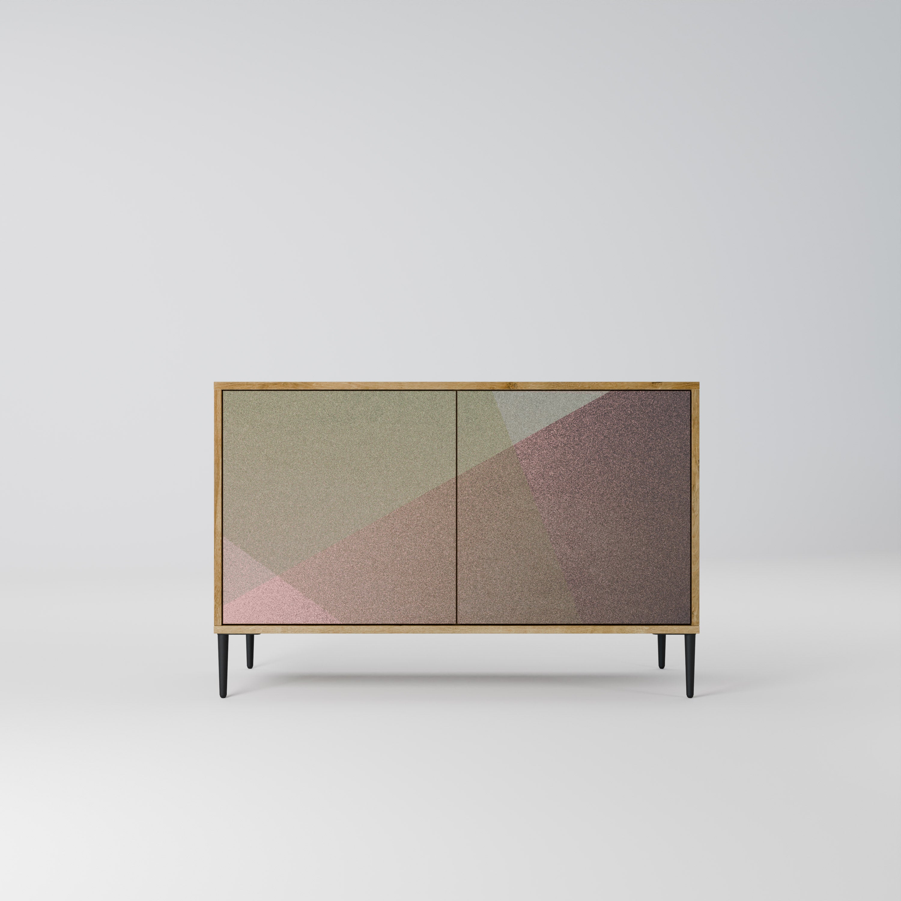 BEIGE GEOMETRY 2-Door Sideboard in Oak Effect