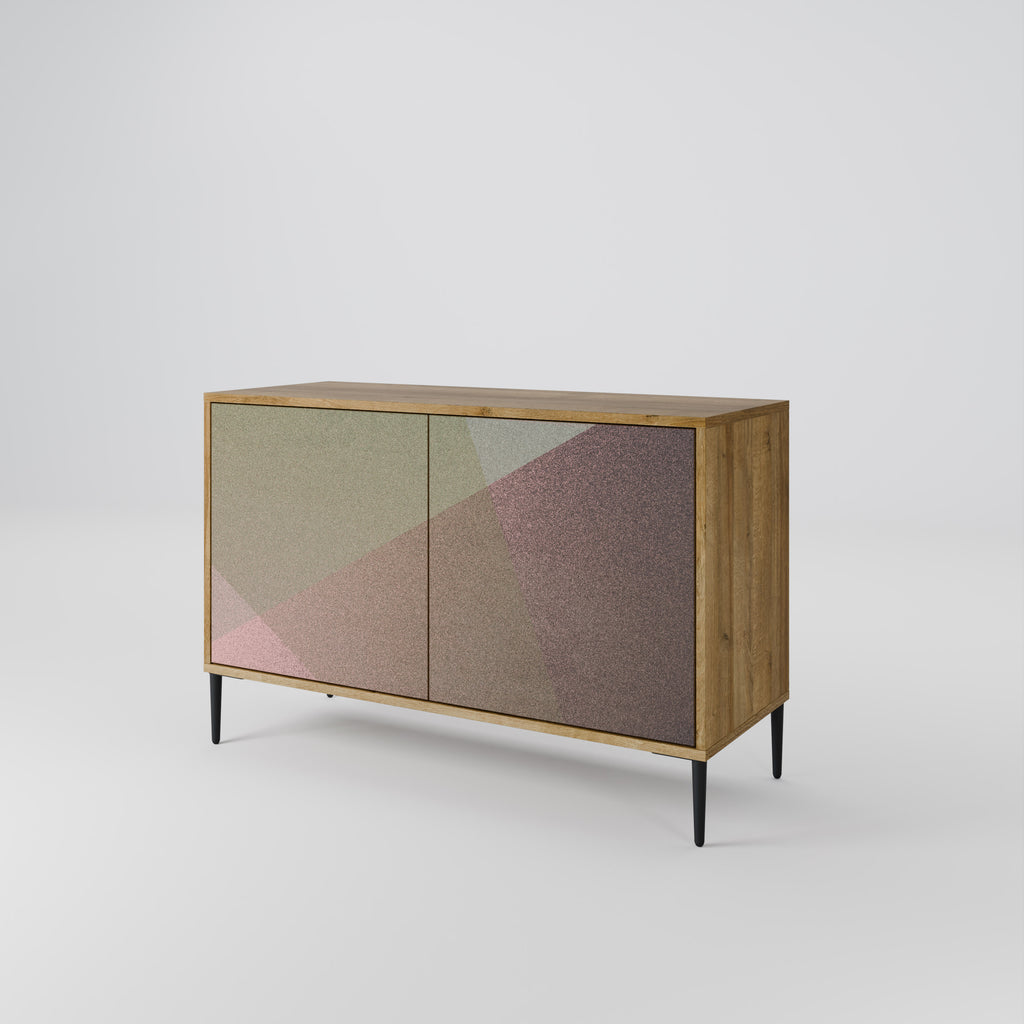 BEIGE GEOMETRY 2-Door Sideboard in Oak Effect
