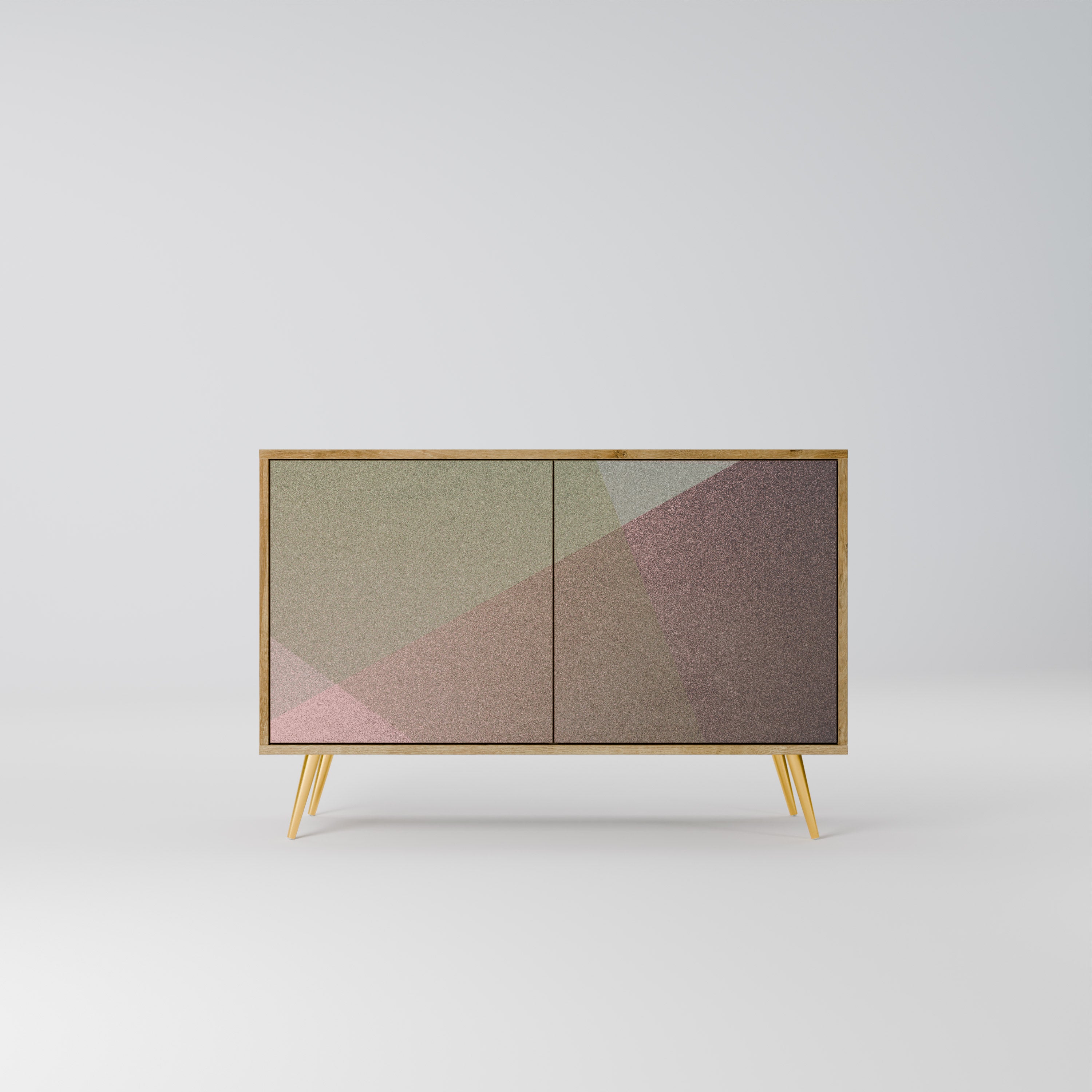BEIGE GEOMETRY 2-Door Sideboard in Oak Effect