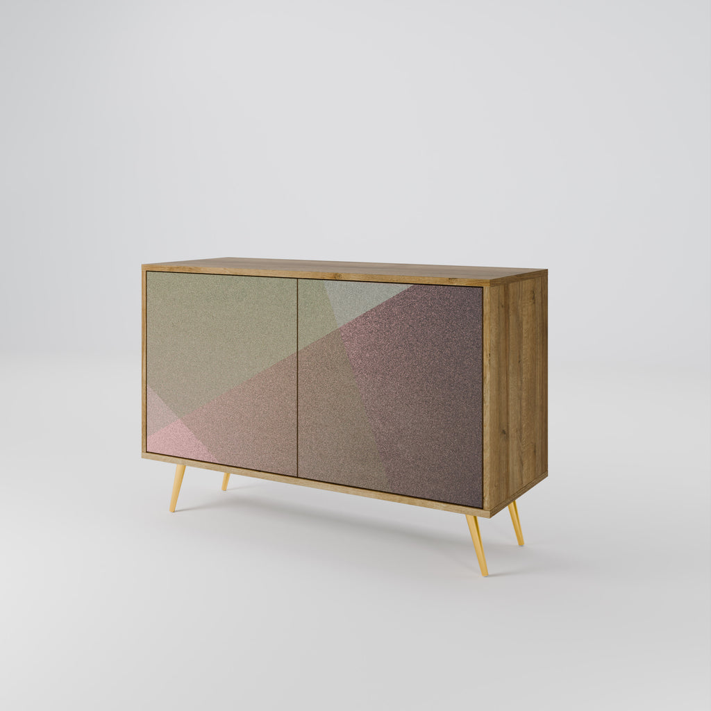 BEIGE GEOMETRY 2-Door Sideboard in Oak Effect