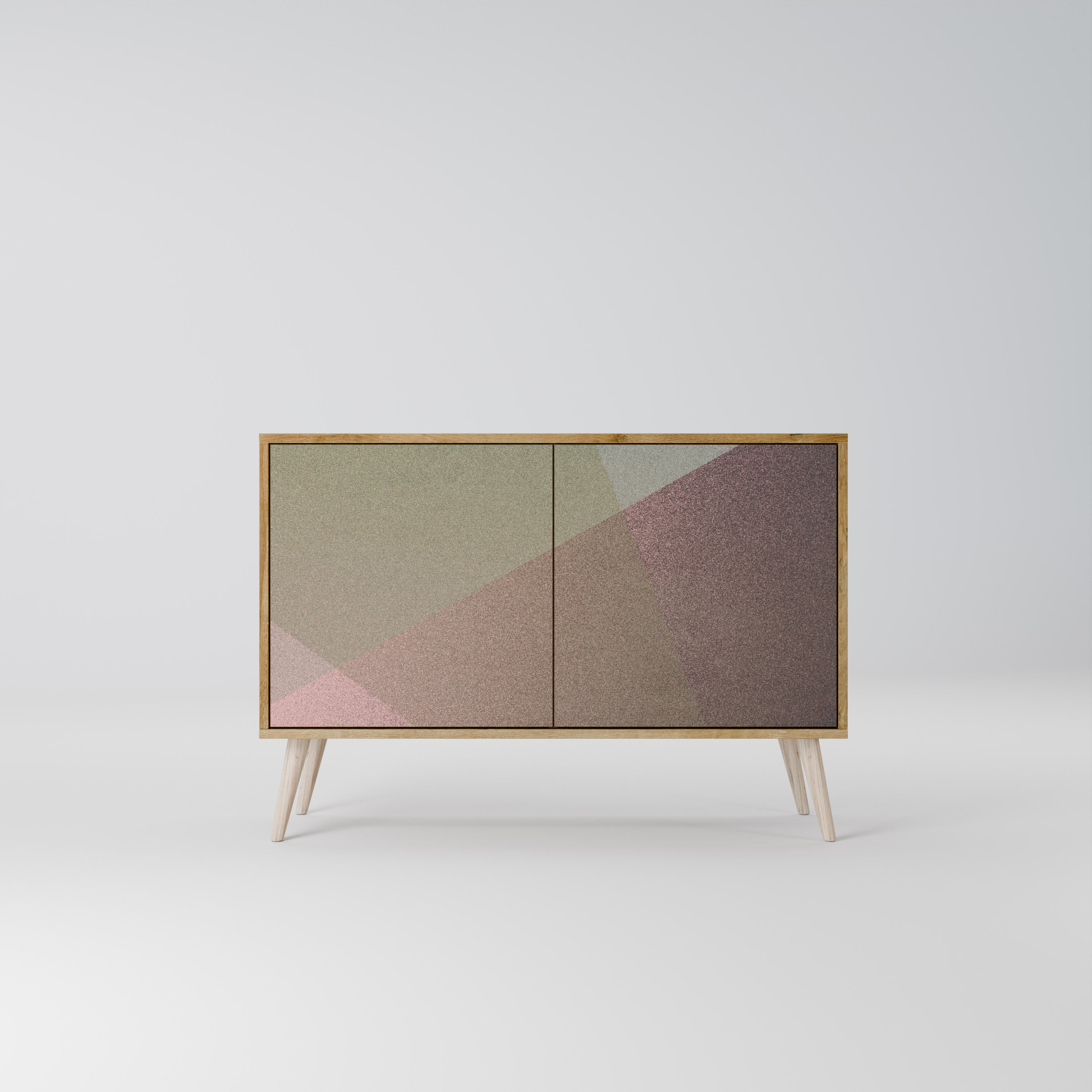 BEIGE GEOMETRY 2-Door Sideboard in Oak Effect