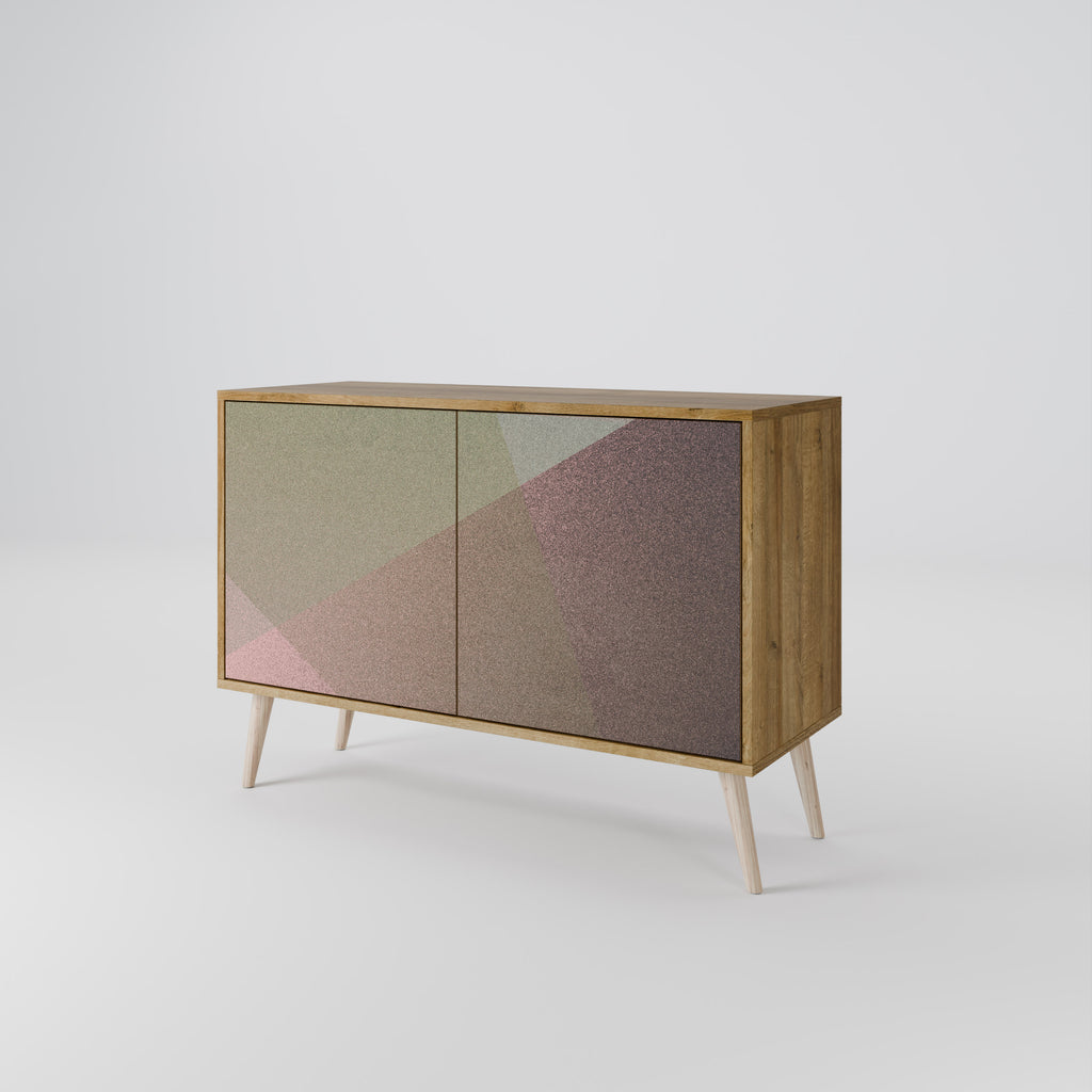 BEIGE GEOMETRY 2-Door Sideboard in Oak Effect