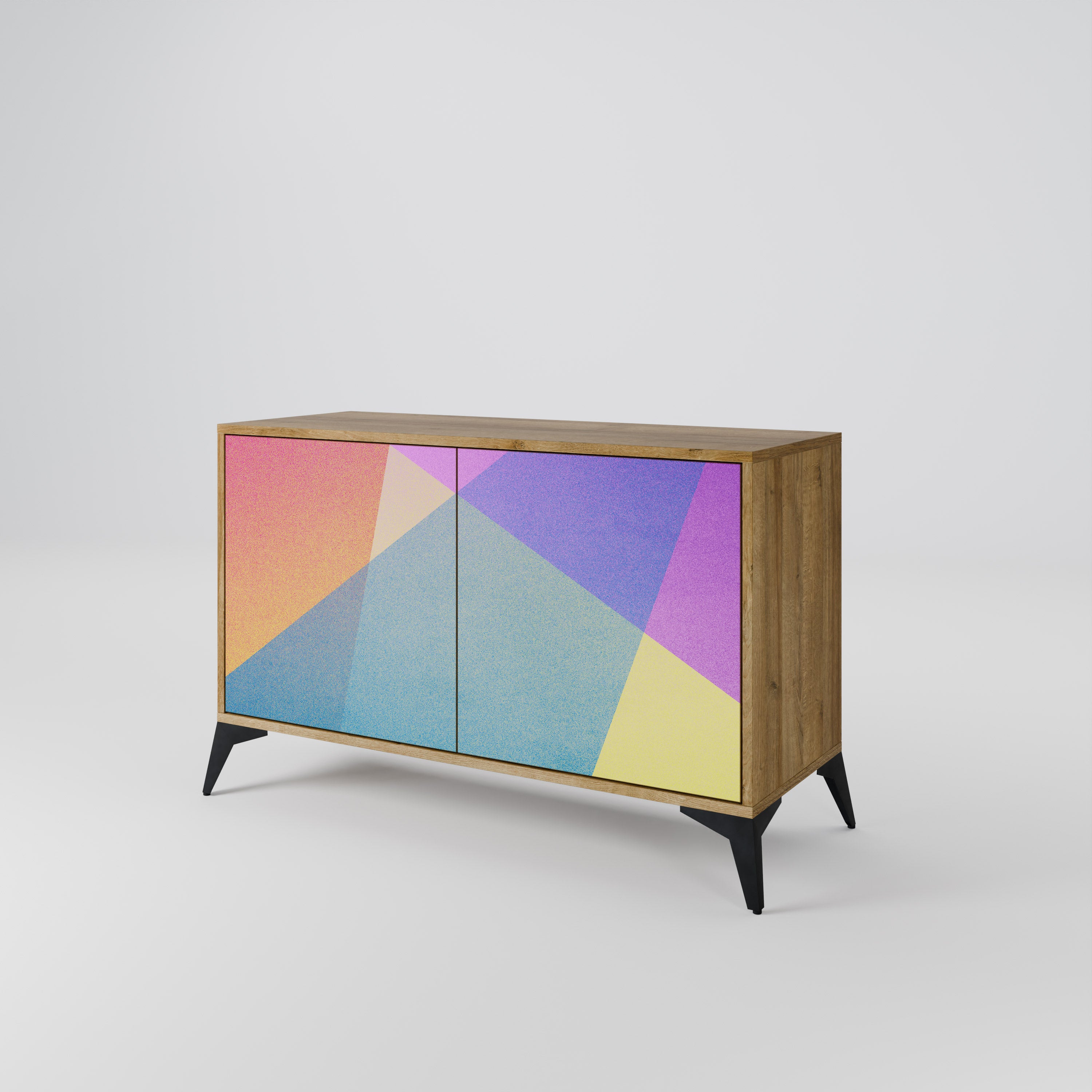 BRIGHT GEOMETRY 2-Door Sideboard in Oak Effect
