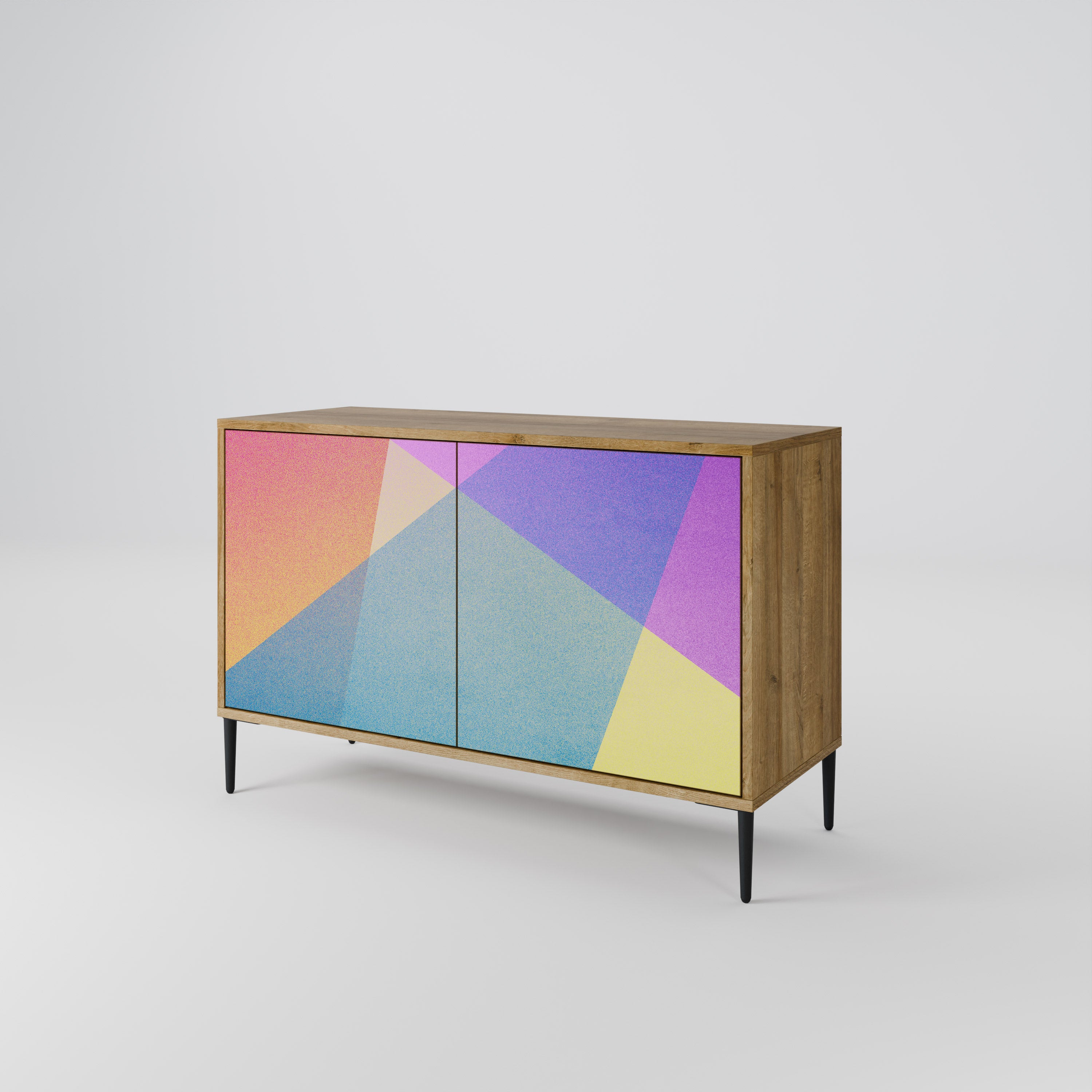 BRIGHT GEOMETRY 2-Door Sideboard in Oak Effect