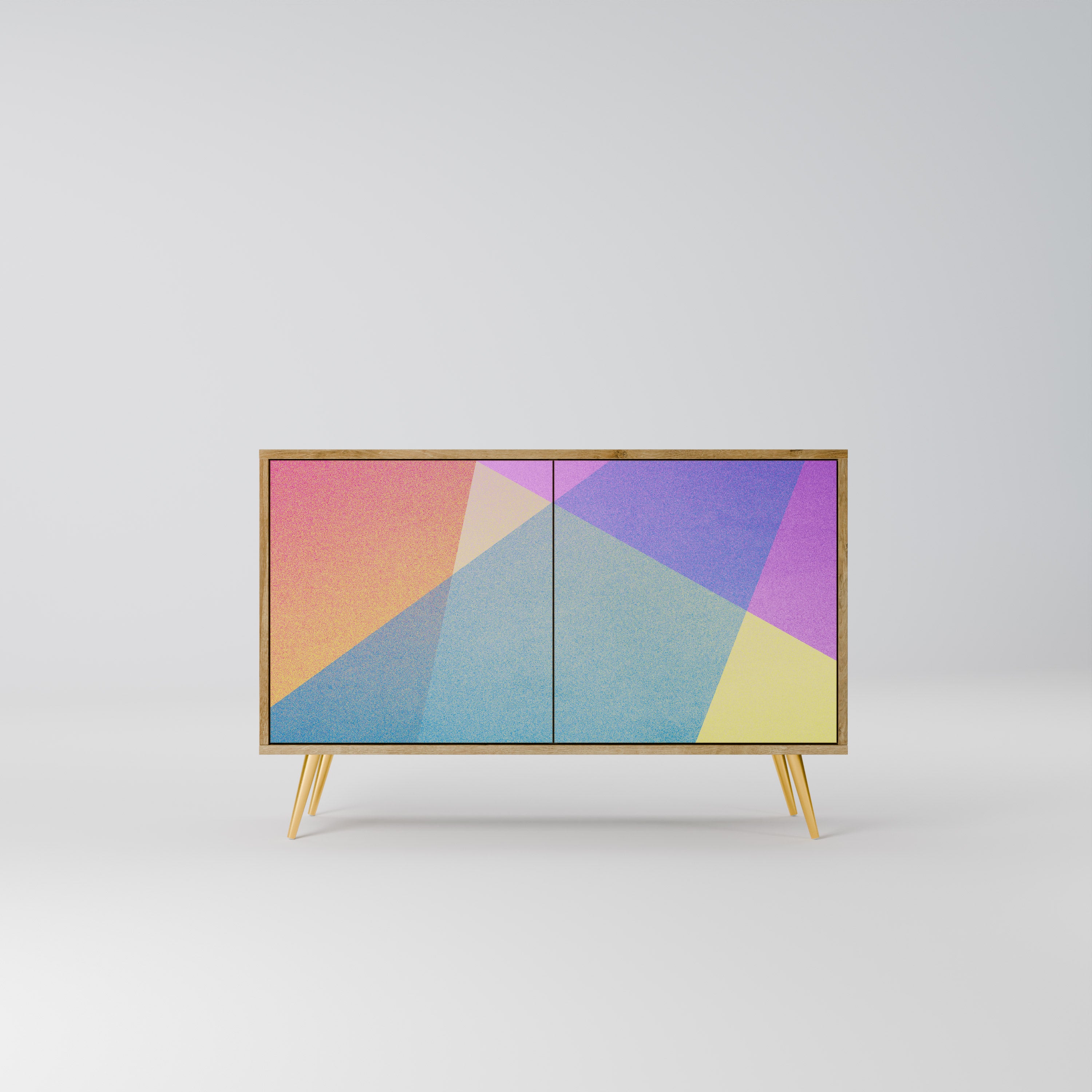 BRIGHT GEOMETRY 2-Door Sideboard in Oak Effect