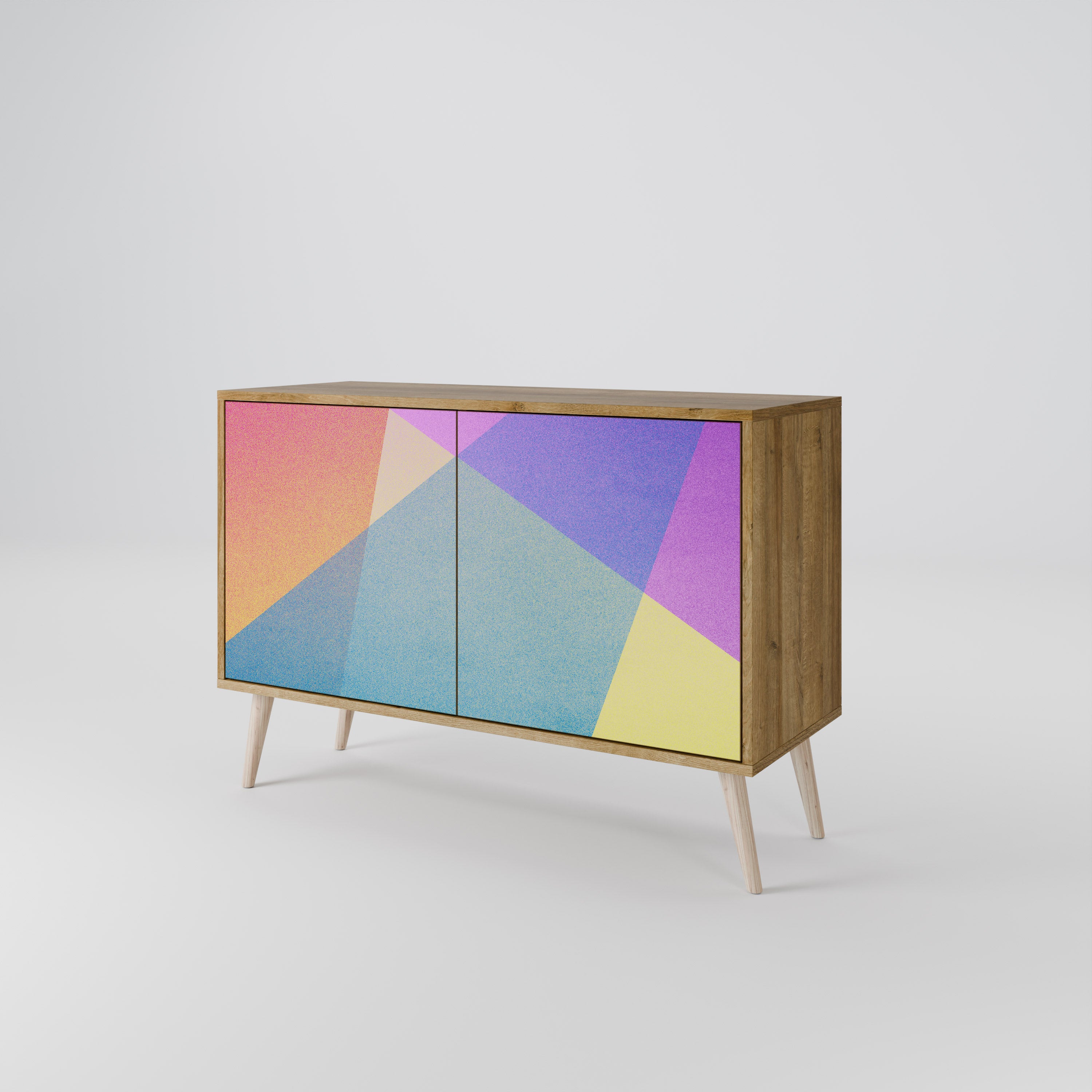 BRIGHT GEOMETRY 2-Door Sideboard in Oak Effect