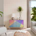 BRIGHT GEOMETRY Aparador de 2 Puertas en Efecto Roble