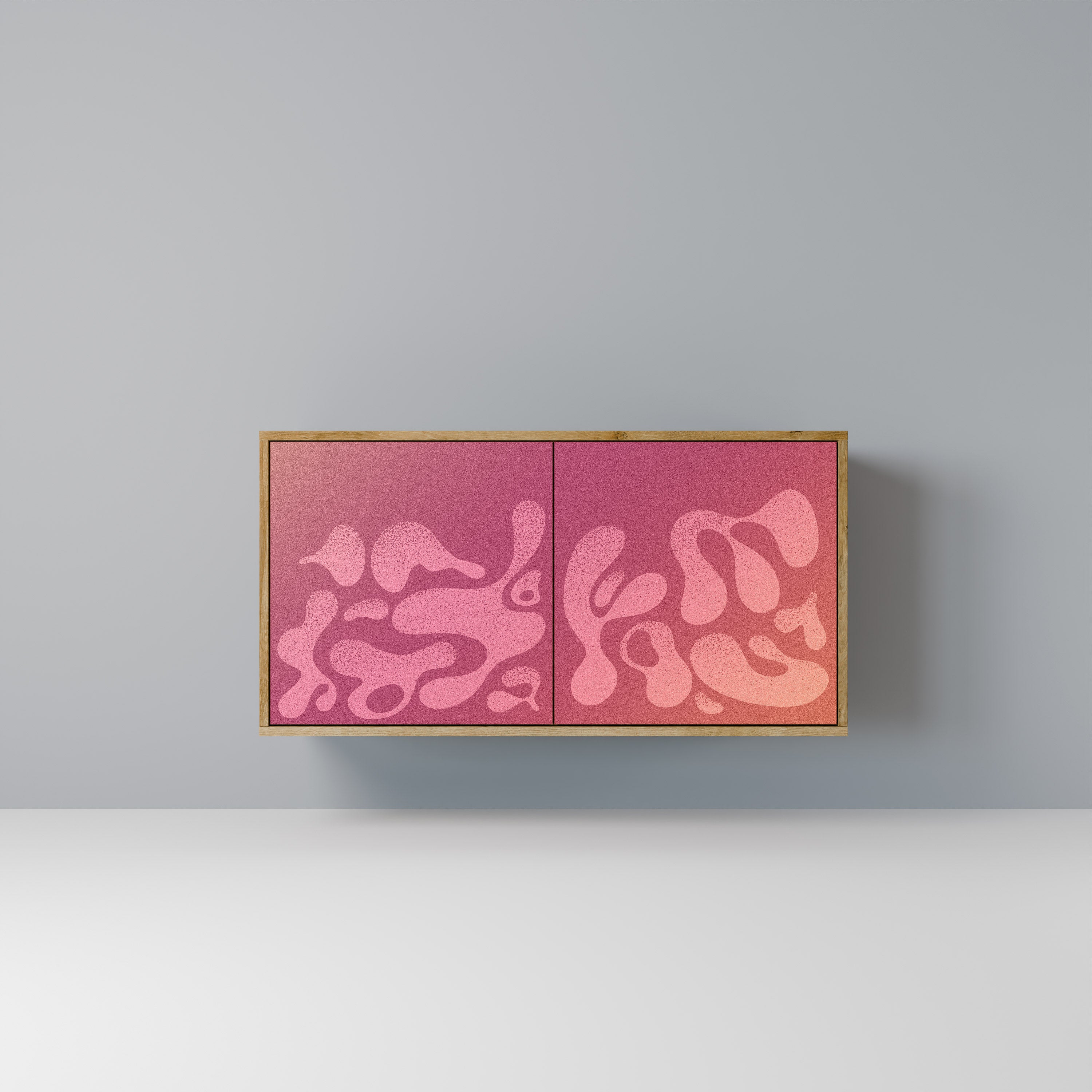 IRREGULAR PINK 2-Door Sideboard in Oak Effect