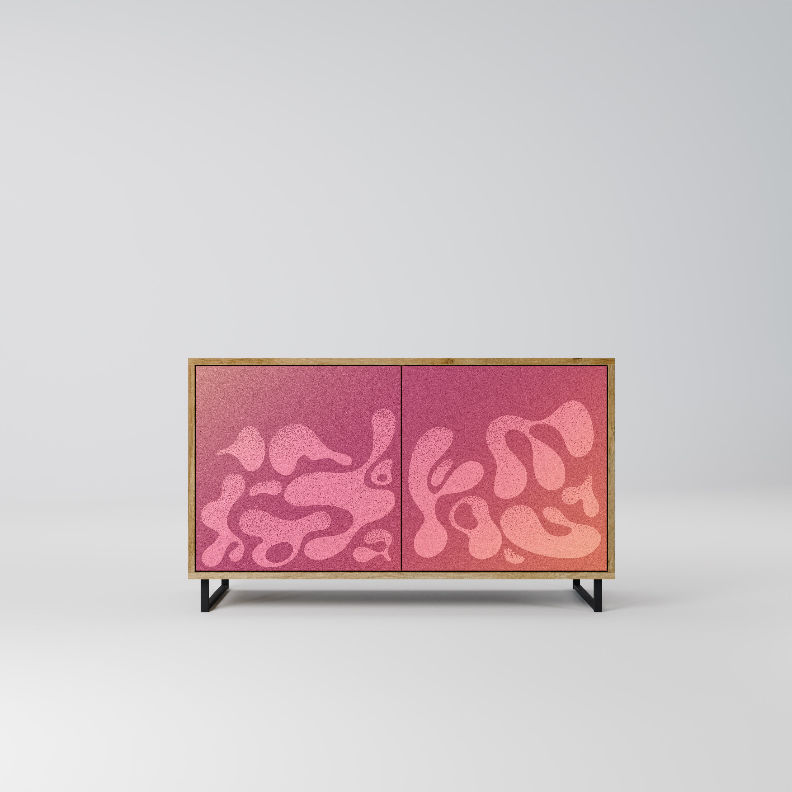 IRREGULAR PINK 2-Door Sideboard in Oak Effect