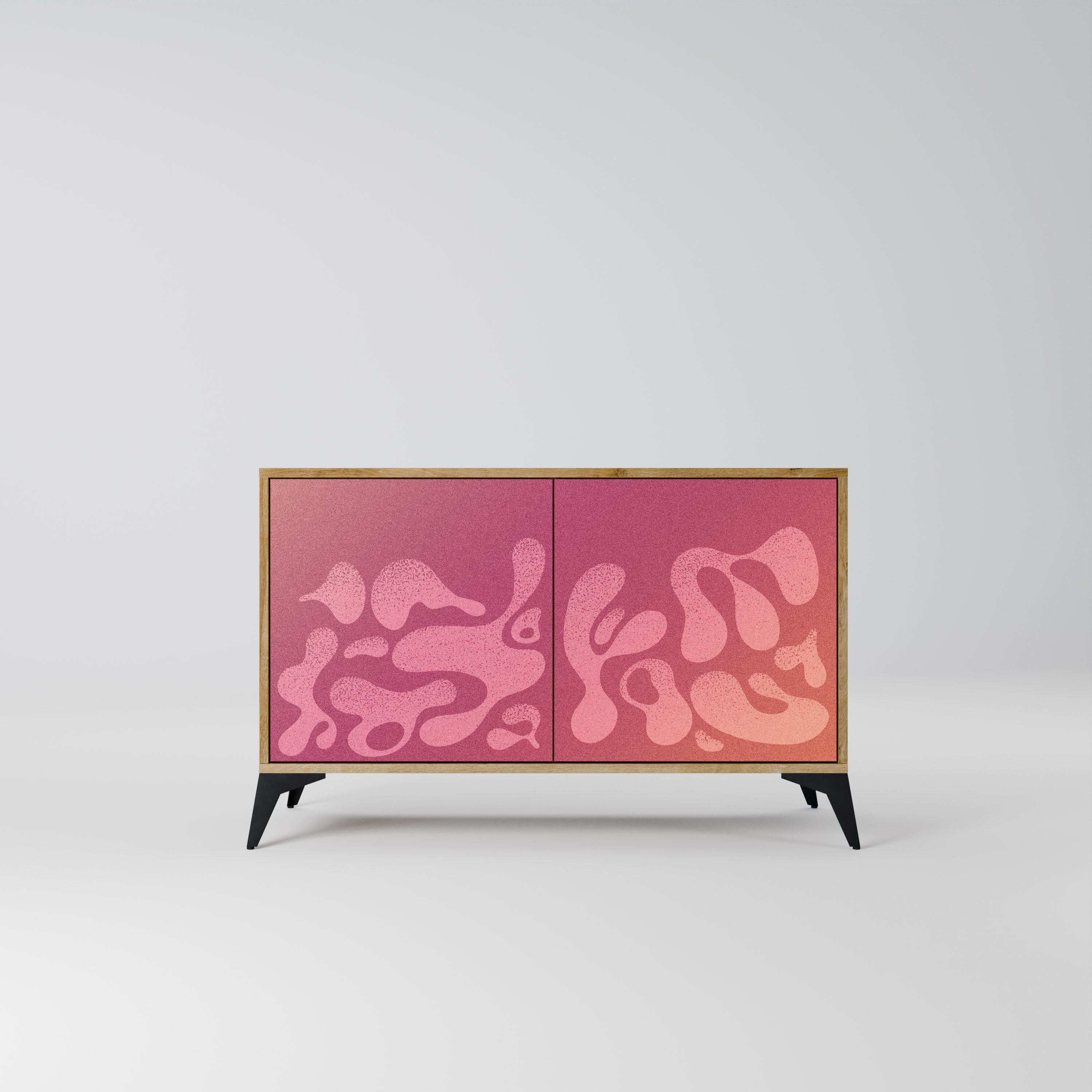 IRREGULAR PINK 2-Door Sideboard in Oak Effect