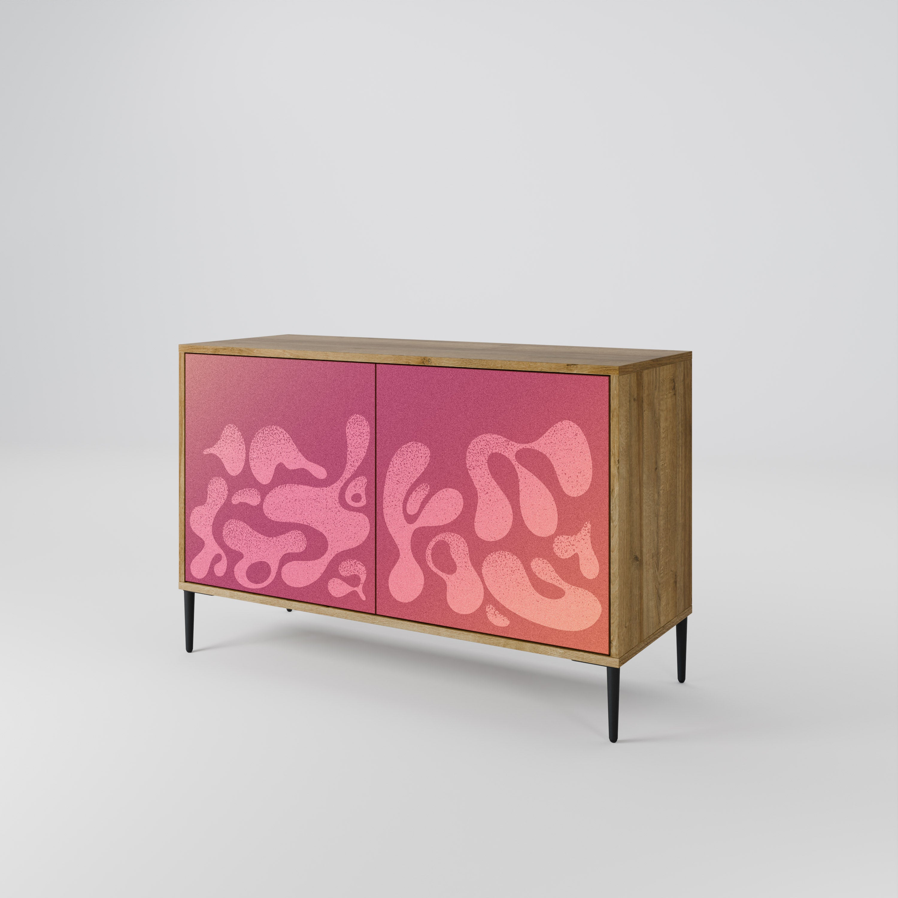IRREGULAR PINK 2-Door Sideboard in Oak Effect