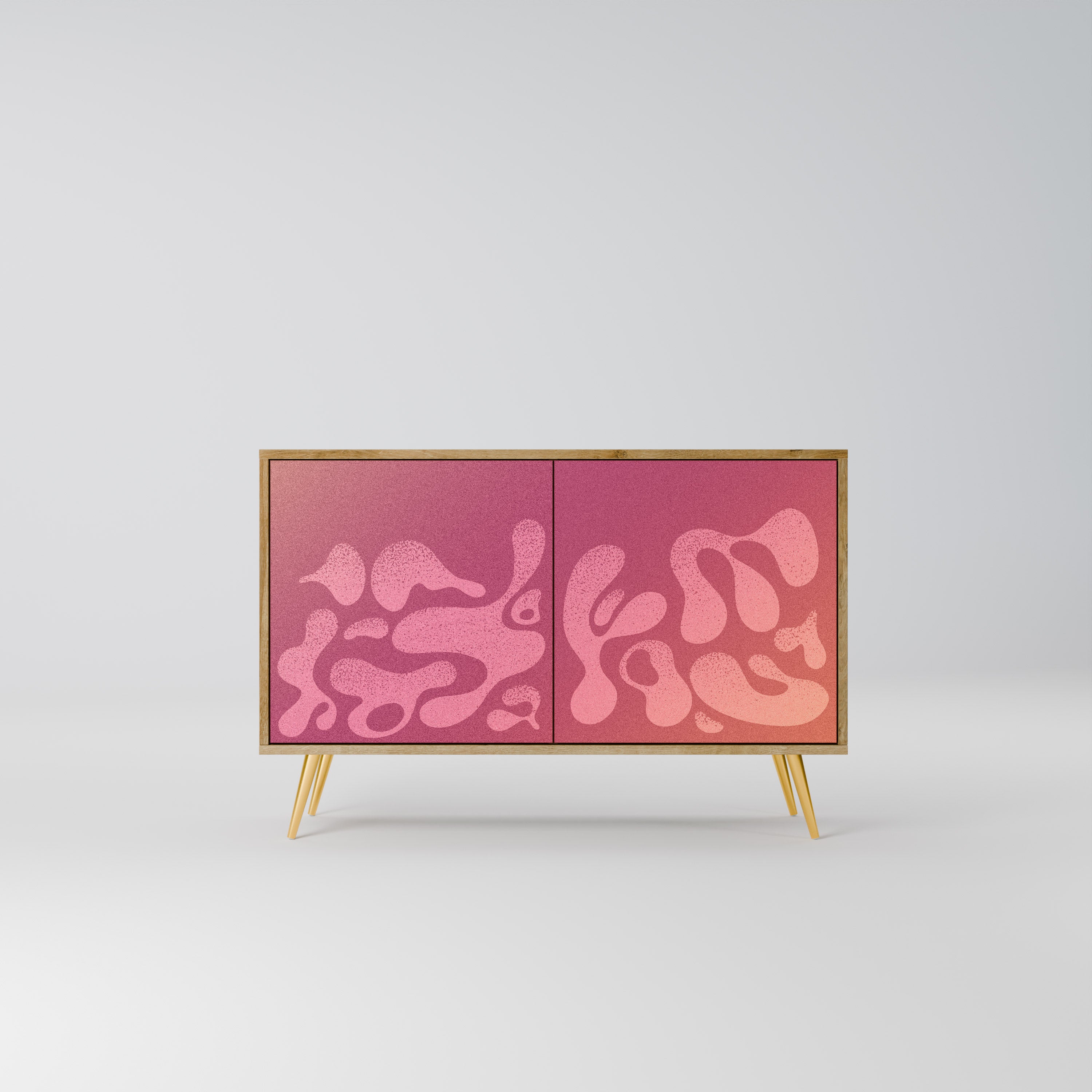 IRREGULAR PINK 2-Door Sideboard in Oak Effect