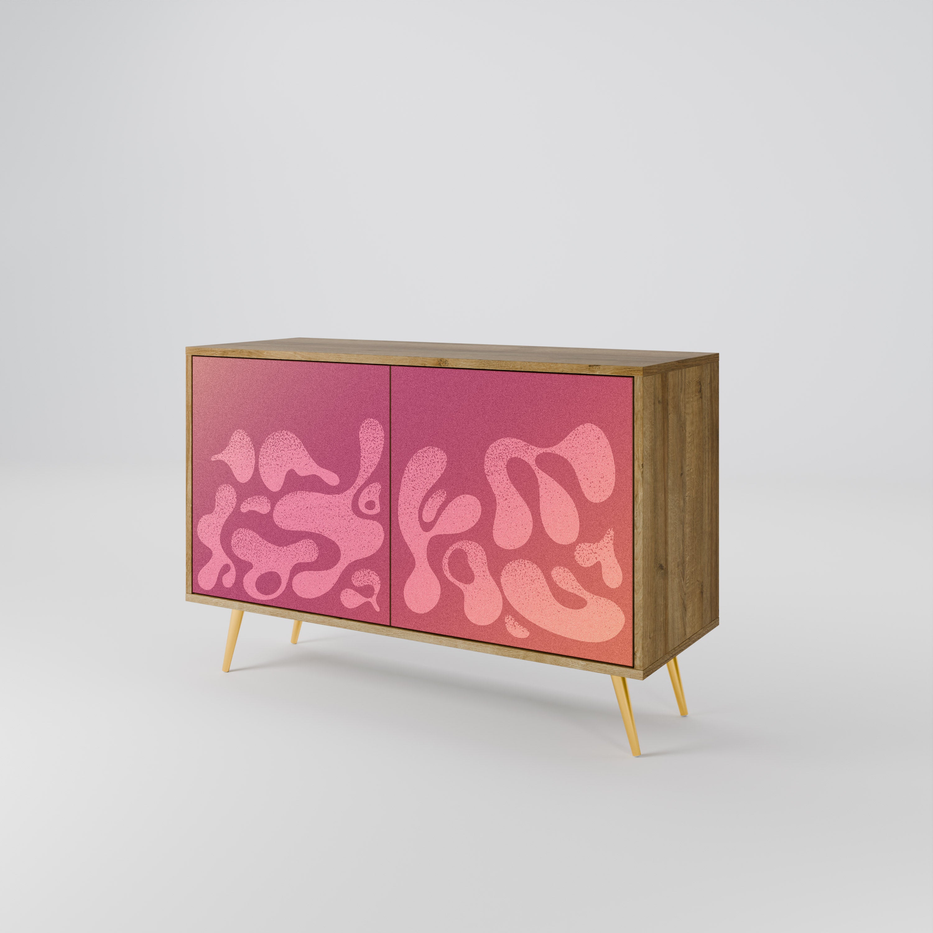 IRREGULAR PINK 2-Door Sideboard in Oak Effect