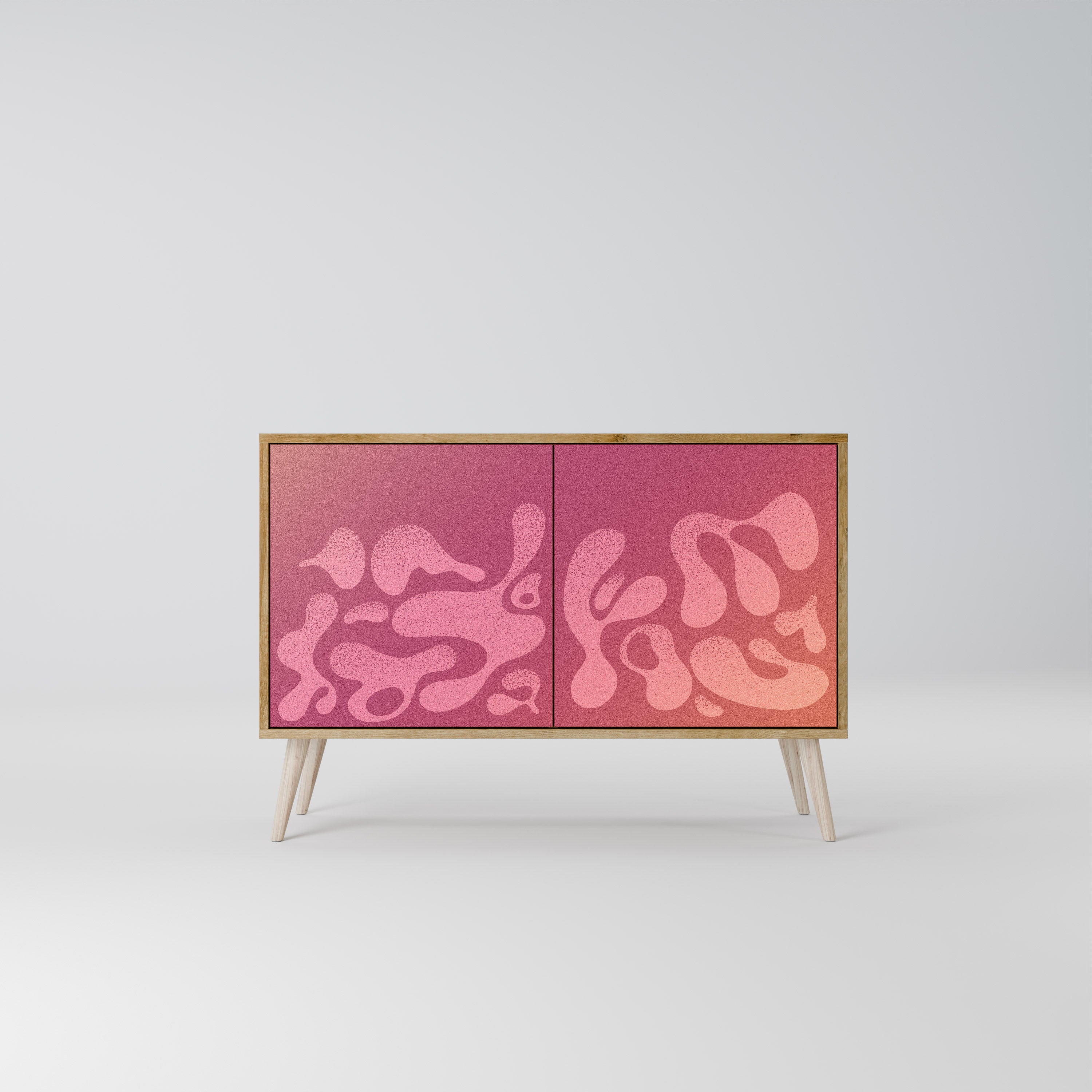 IRREGULAR PINK 2-Door Sideboard in Oak Effect