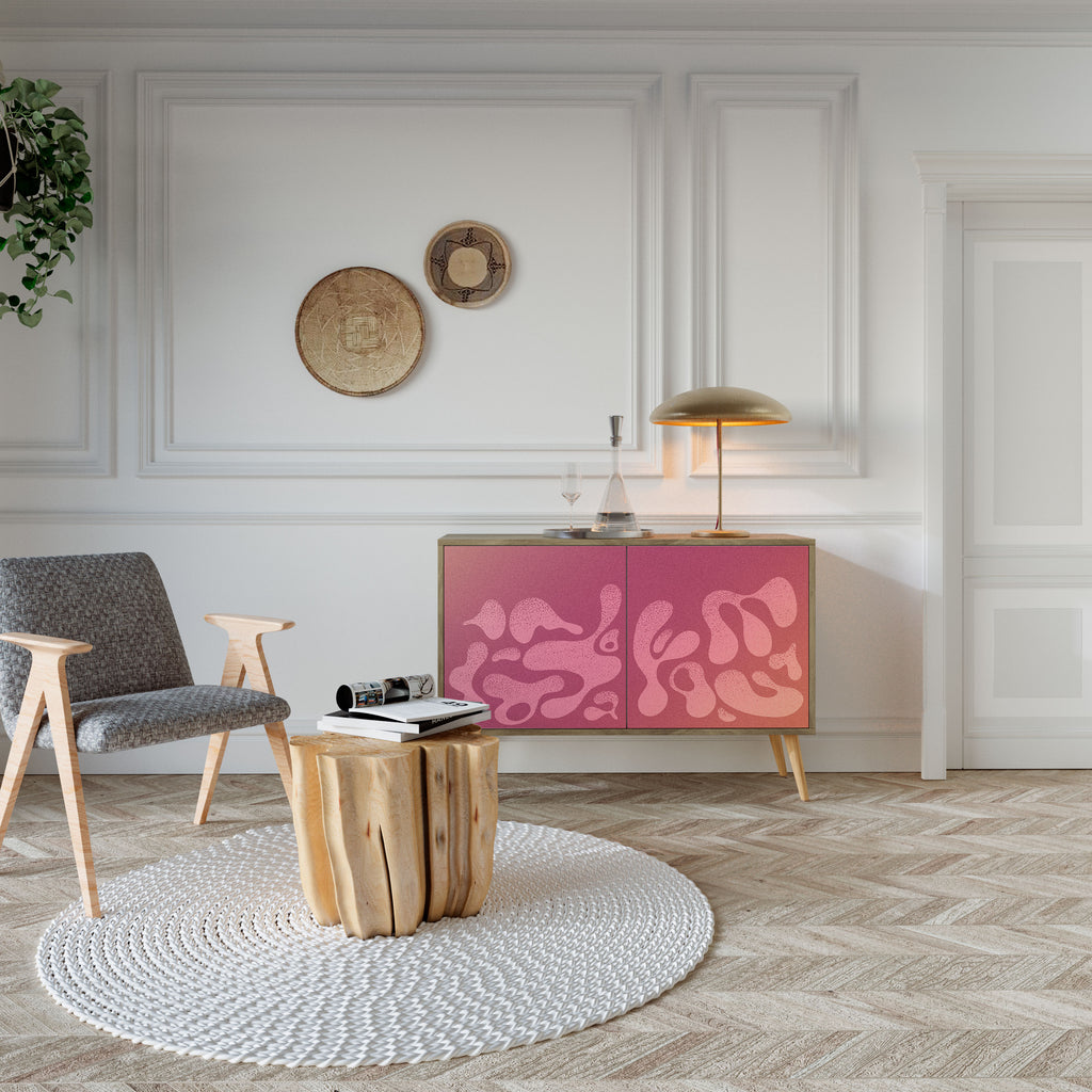 IRREGULAR PINK 2-Door Sideboard in Oak Effect