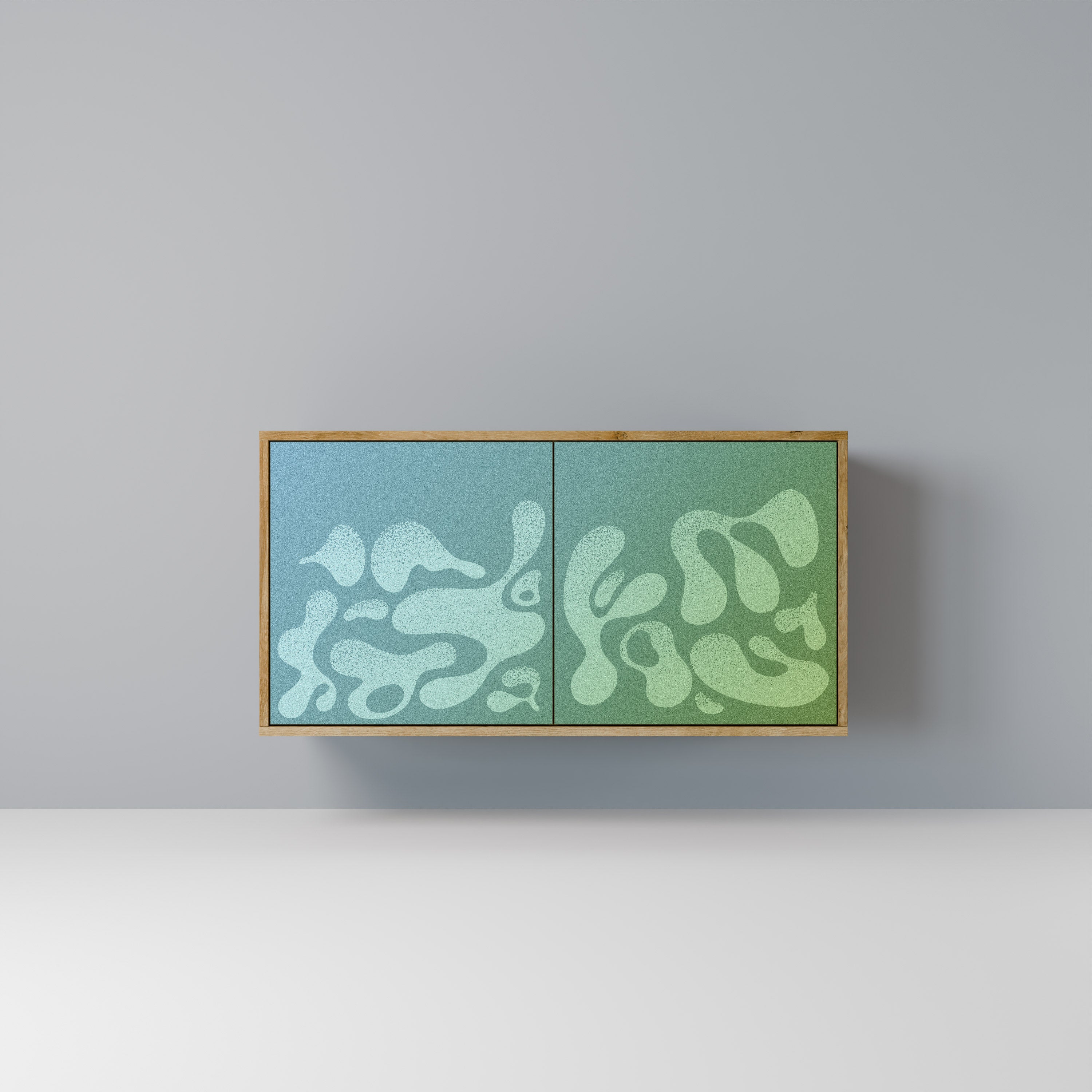 IRREGULAR BLUE 2-Door Sideboard in Oak Effect