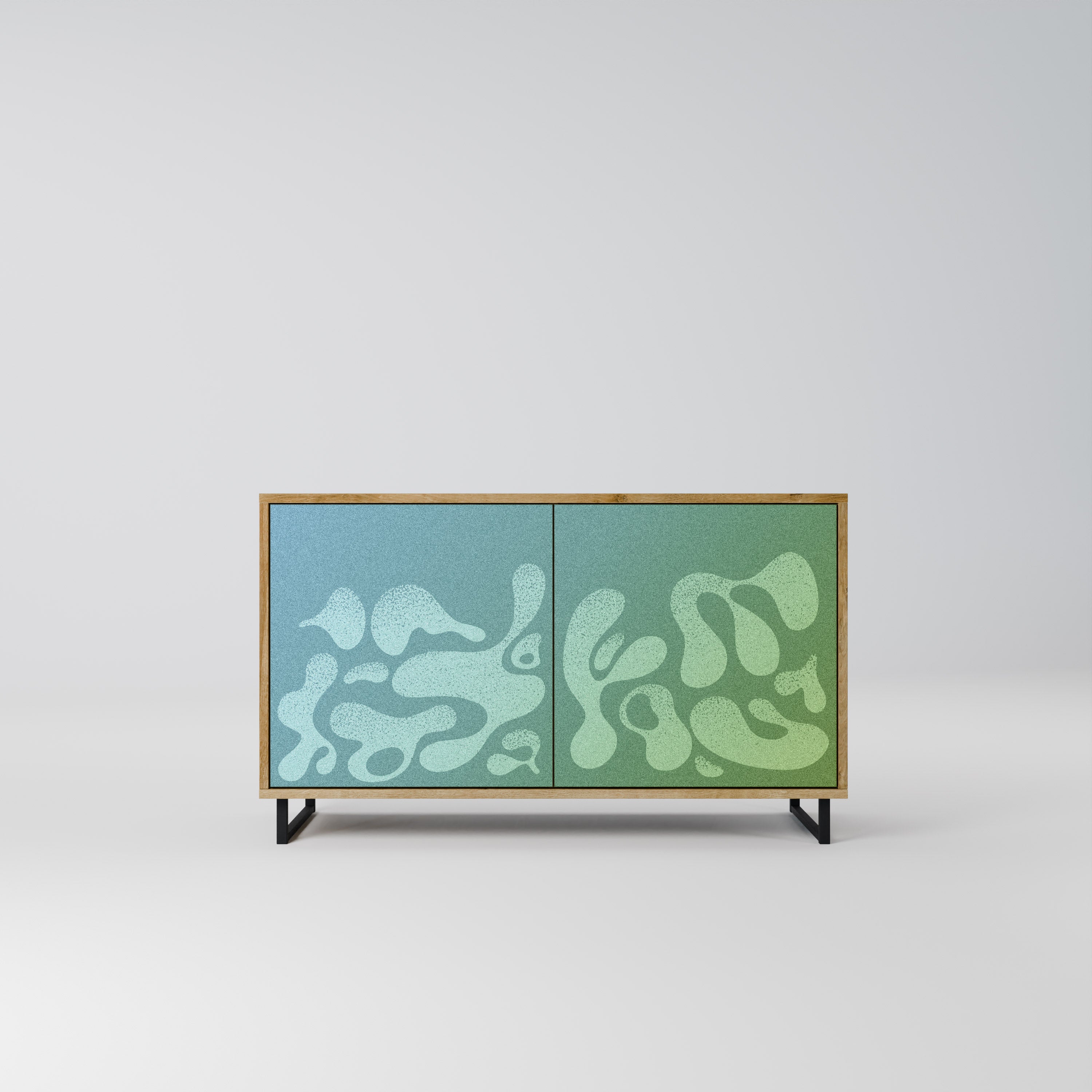 IRREGULAR BLUE 2-Door Sideboard in Oak Effect