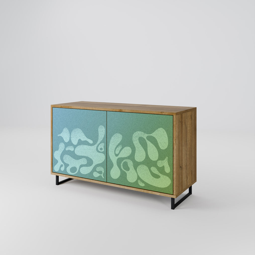 IRREGULAR BLUE 2-Door Sideboard in Oak Effect