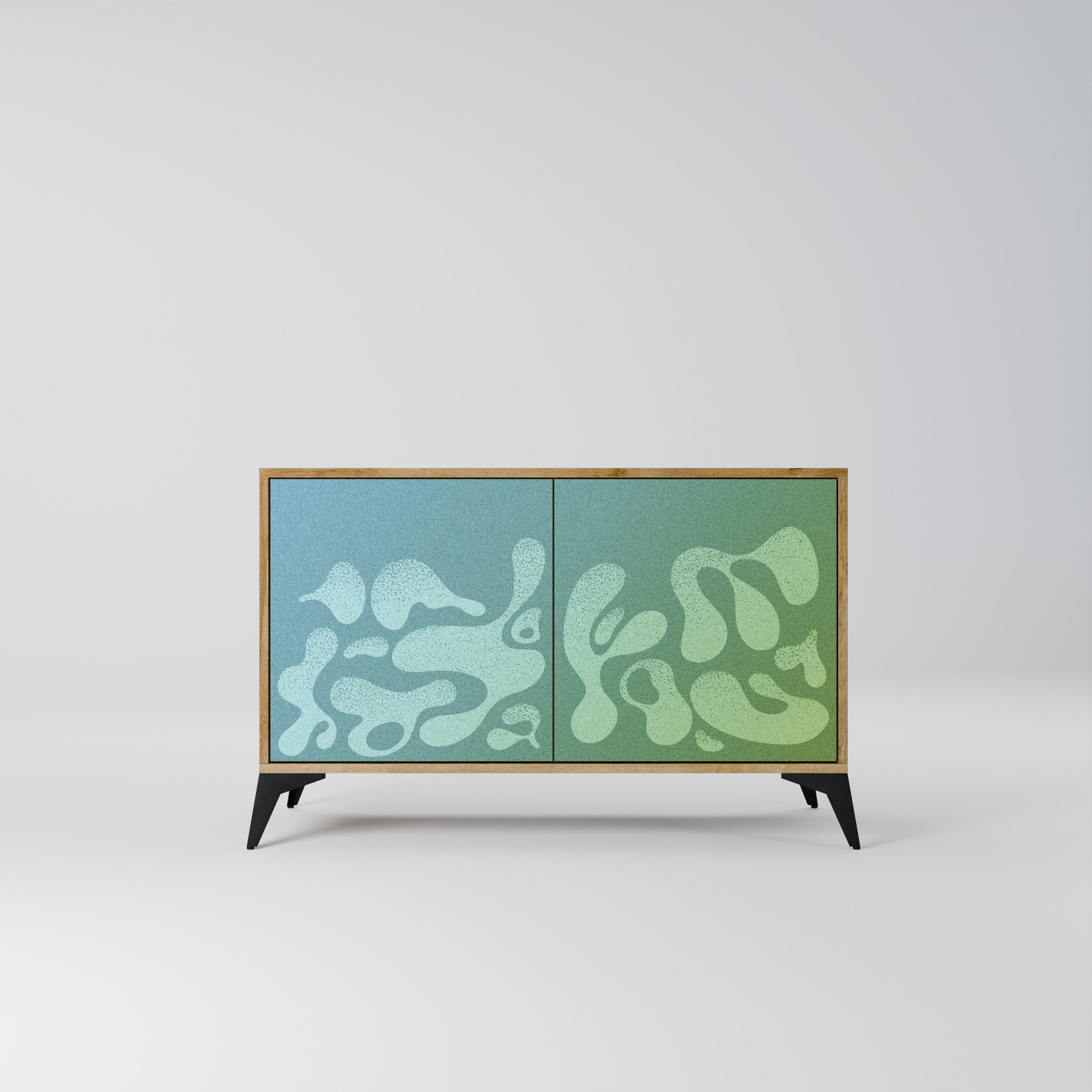 IRREGULAR BLUE 2-Door Sideboard in Oak Effect