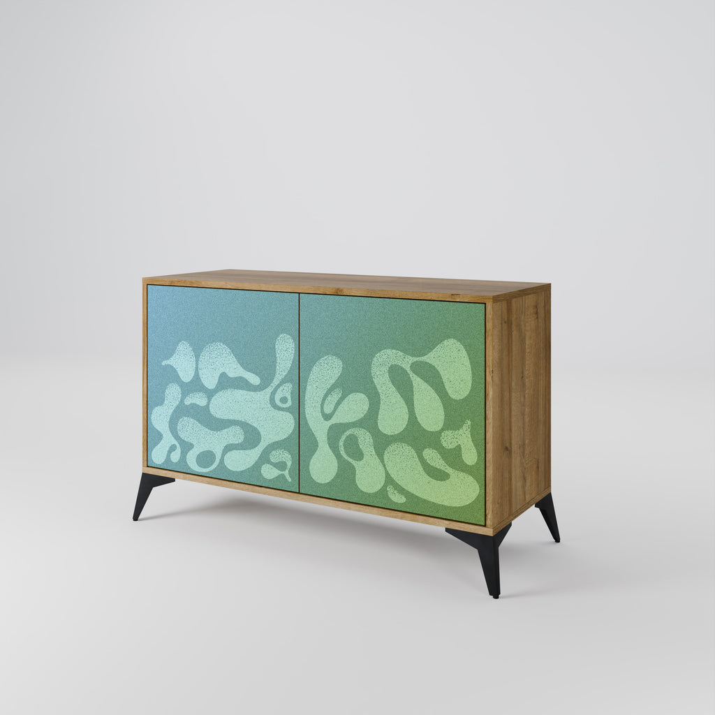 IRREGULAR BLUE 2-Door Sideboard in Oak Effect