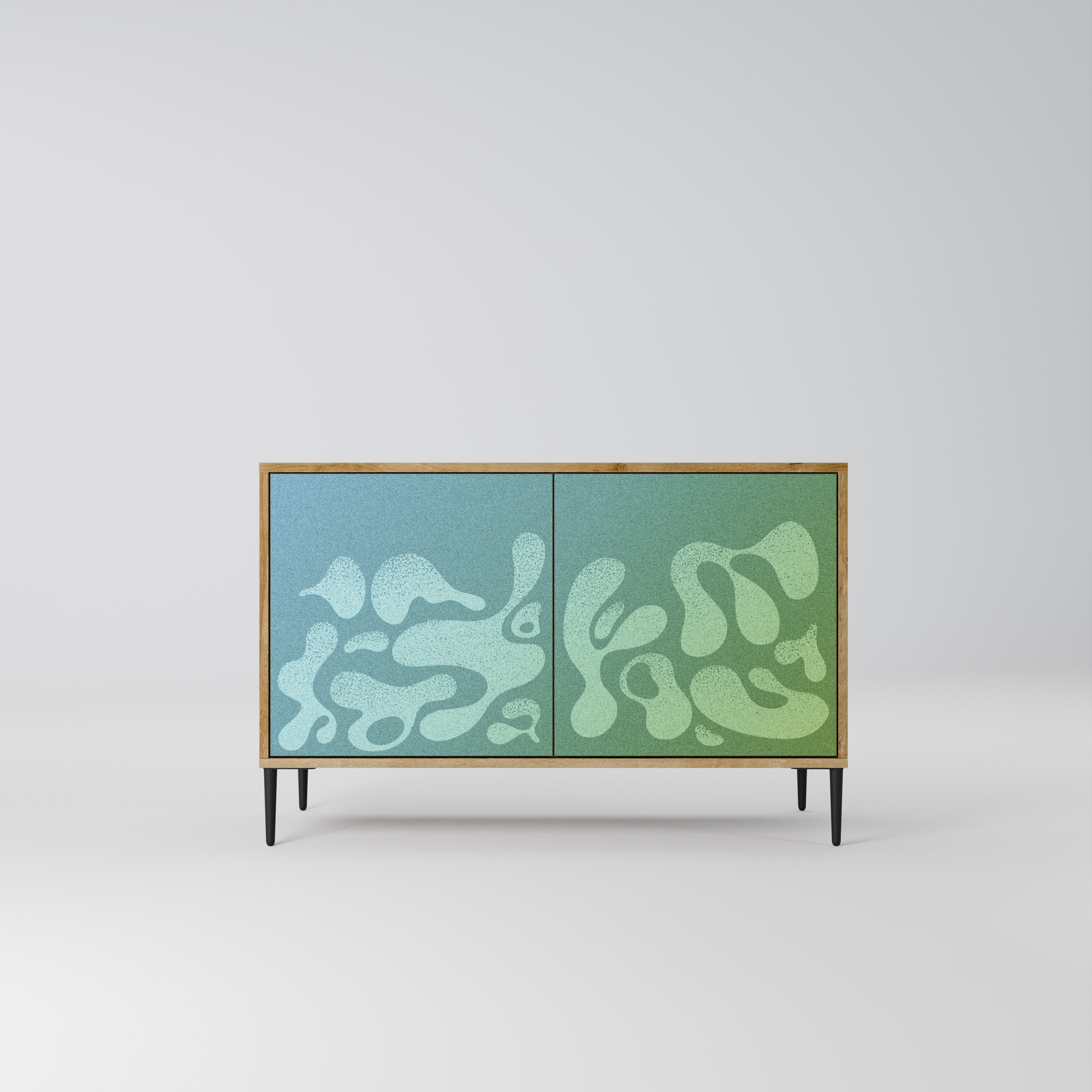 IRREGULAR BLUE 2-Door Sideboard in Oak Effect