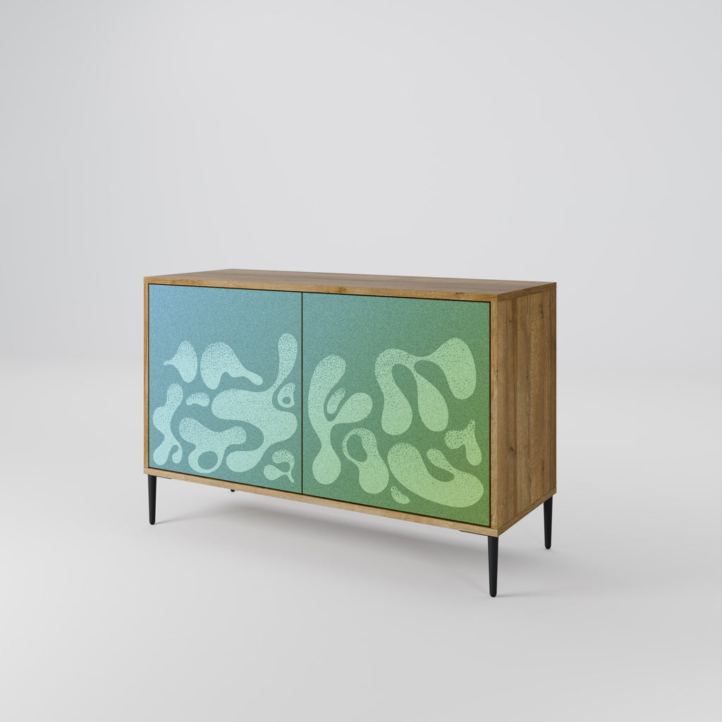 IRREGULAR BLUE 2-Door Sideboard in Oak Effect