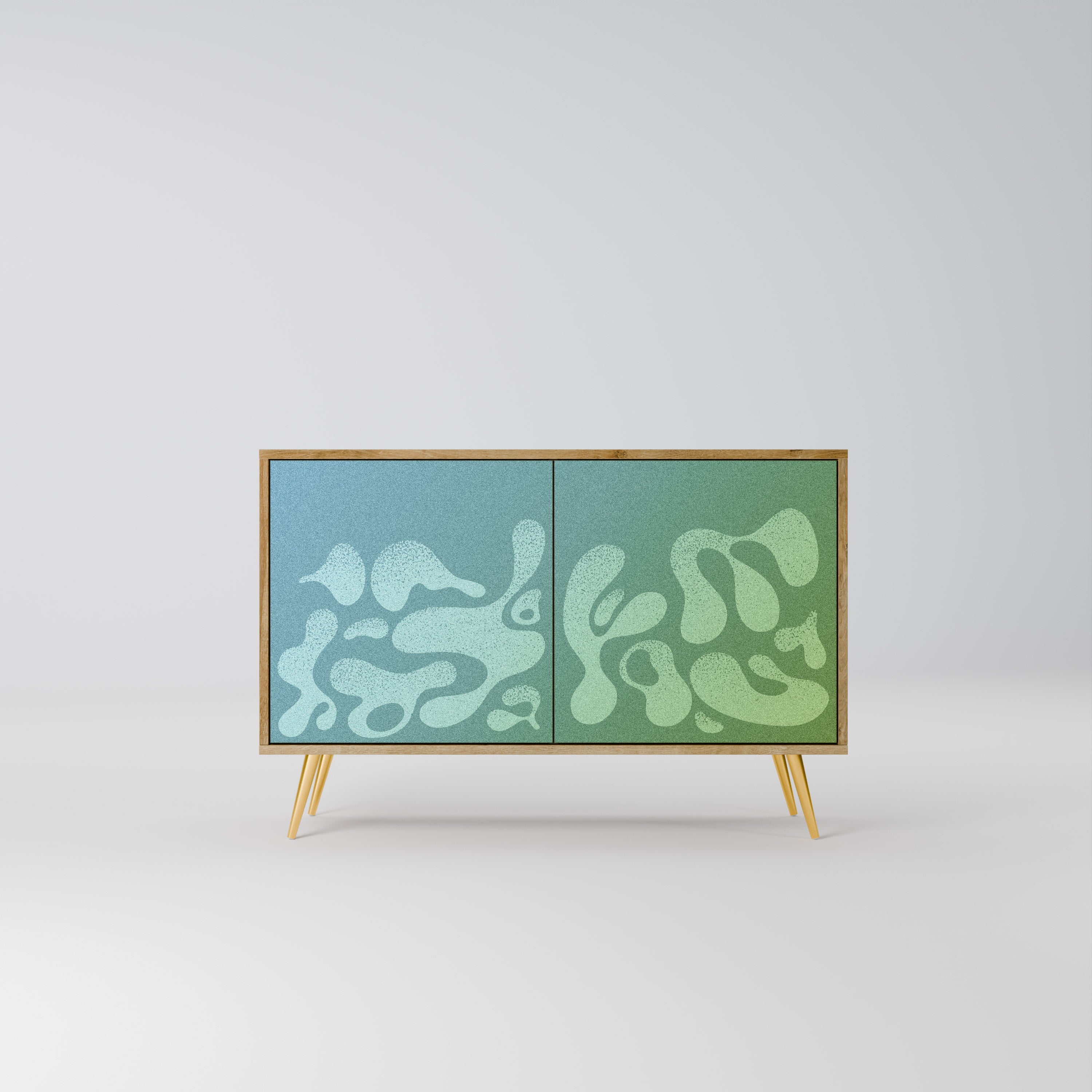 IRREGULAR BLUE 2-Door Sideboard in Oak Effect