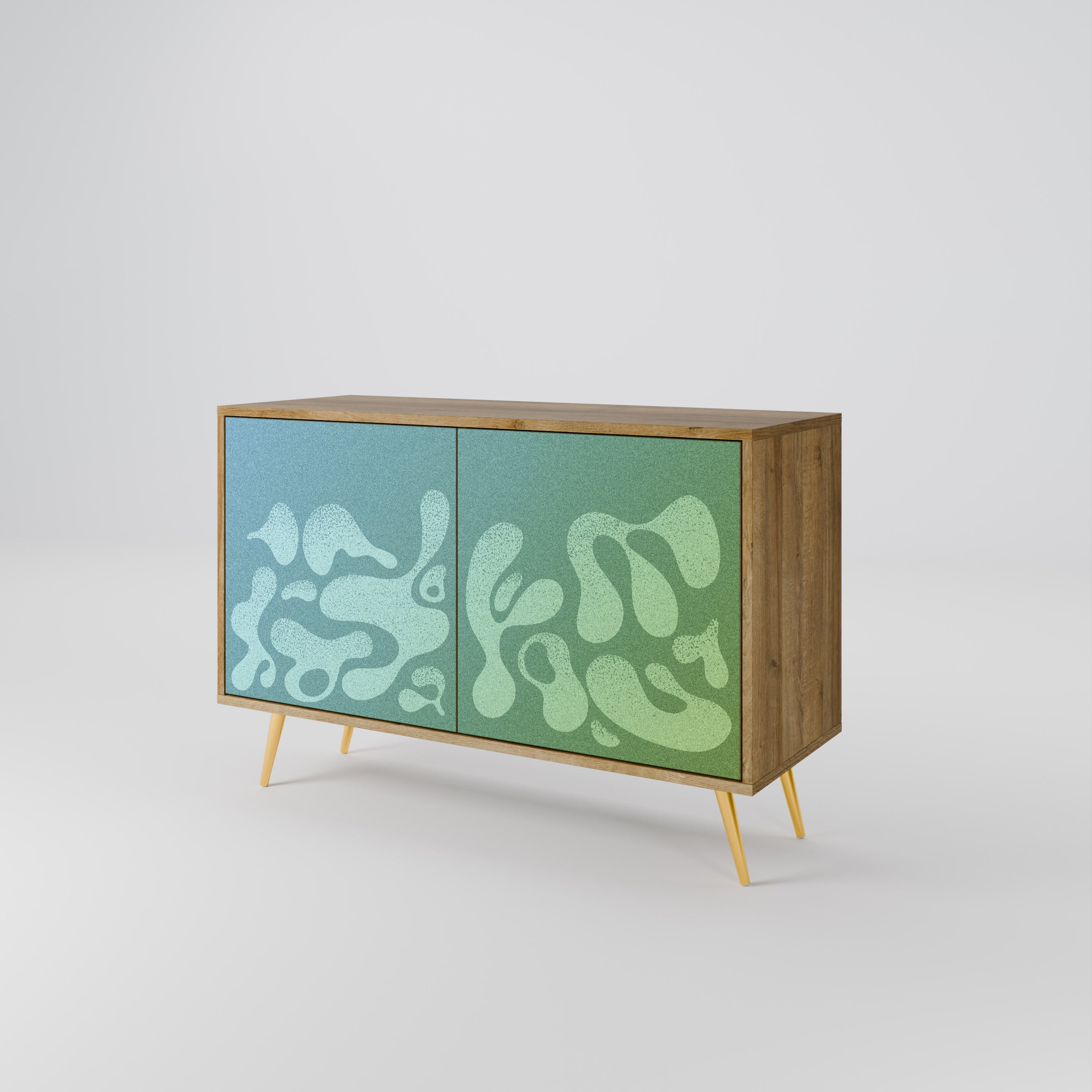 IRREGULAR BLUE 2-Door Sideboard in Oak Effect