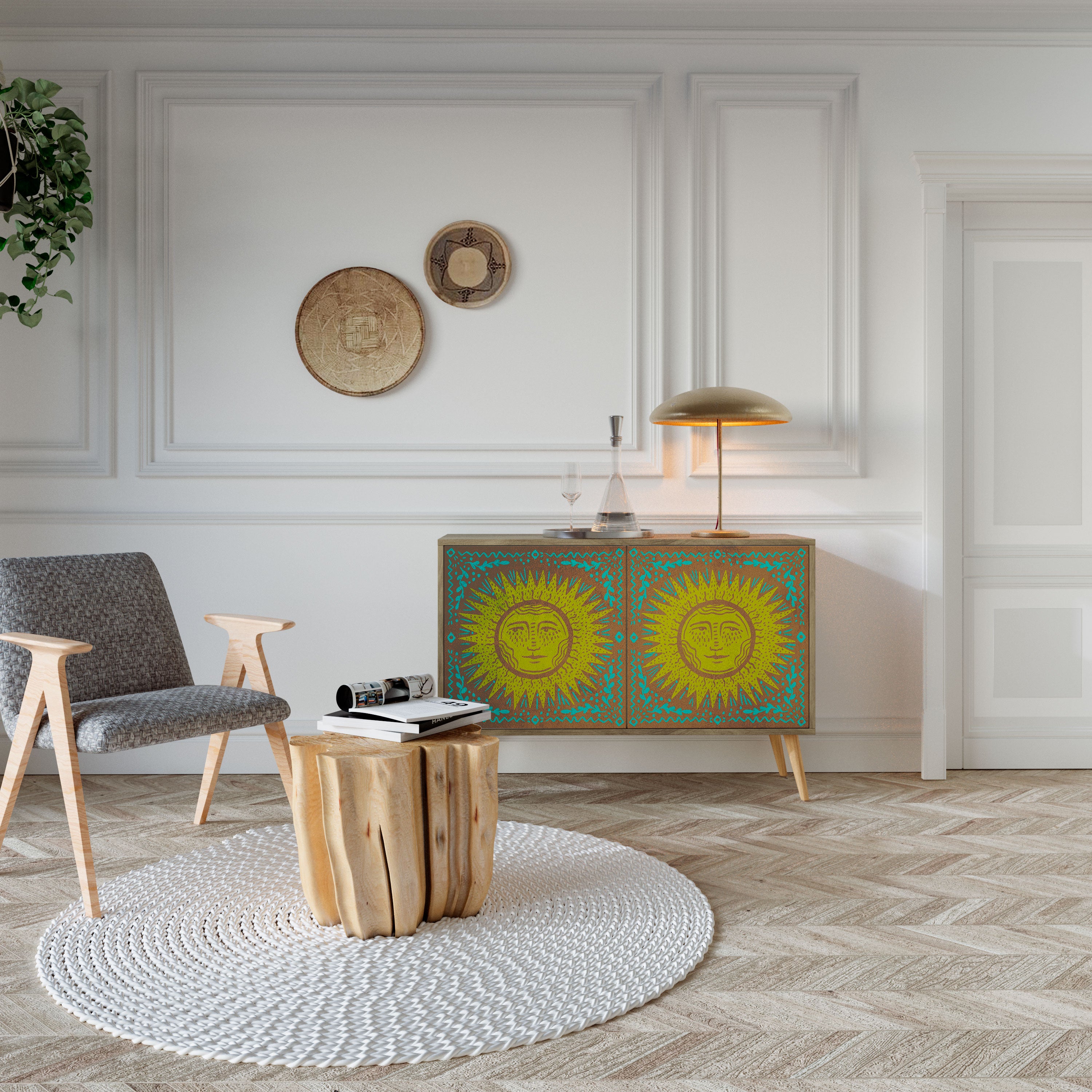 SUNSHINE EULOGY 2-Door Sideboard in Oak Effect