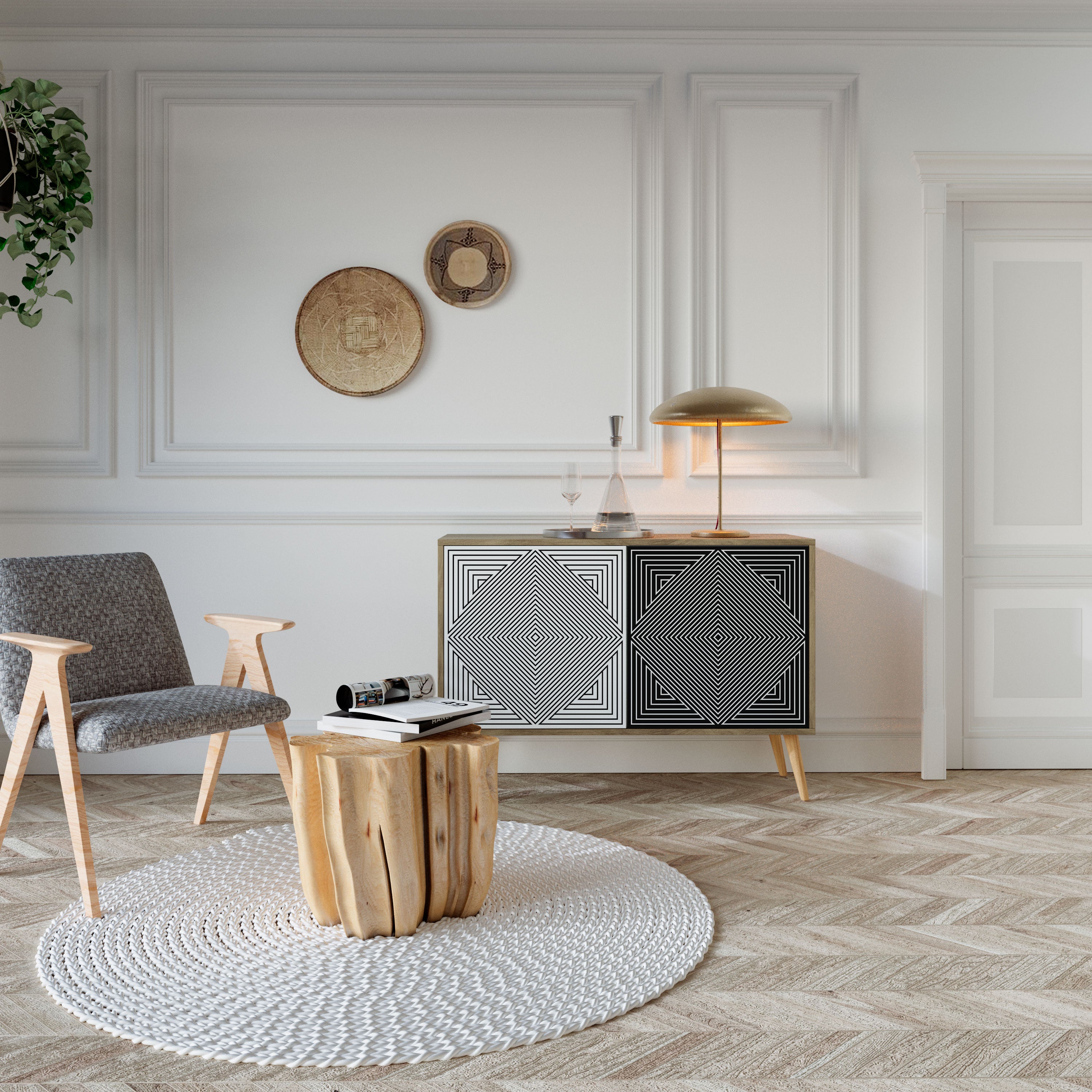 POLYGON ILLUSION 2-Door Sideboard in Oak Effect
