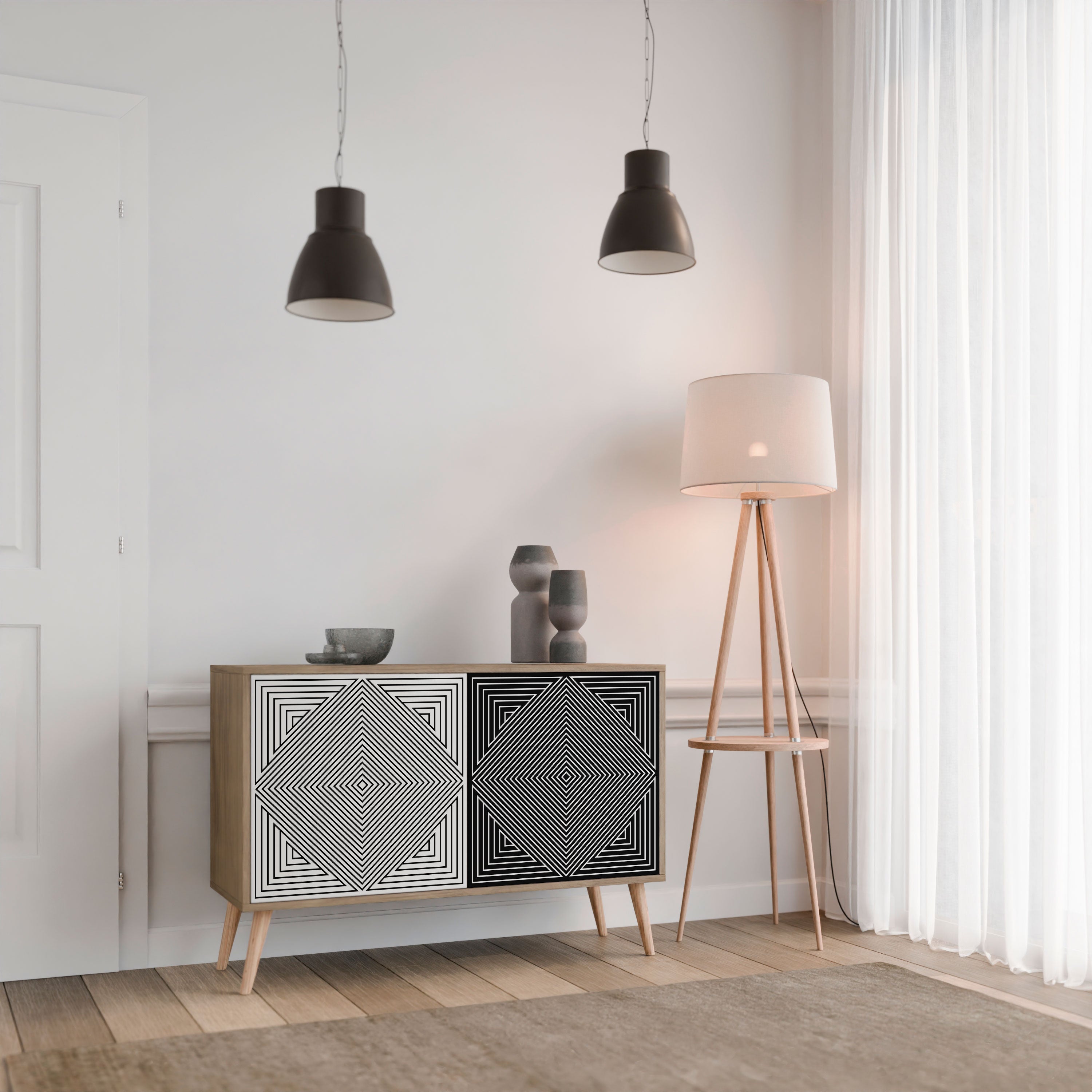 POLYGON ILLUSION 2-Door Sideboard in Oak Effect