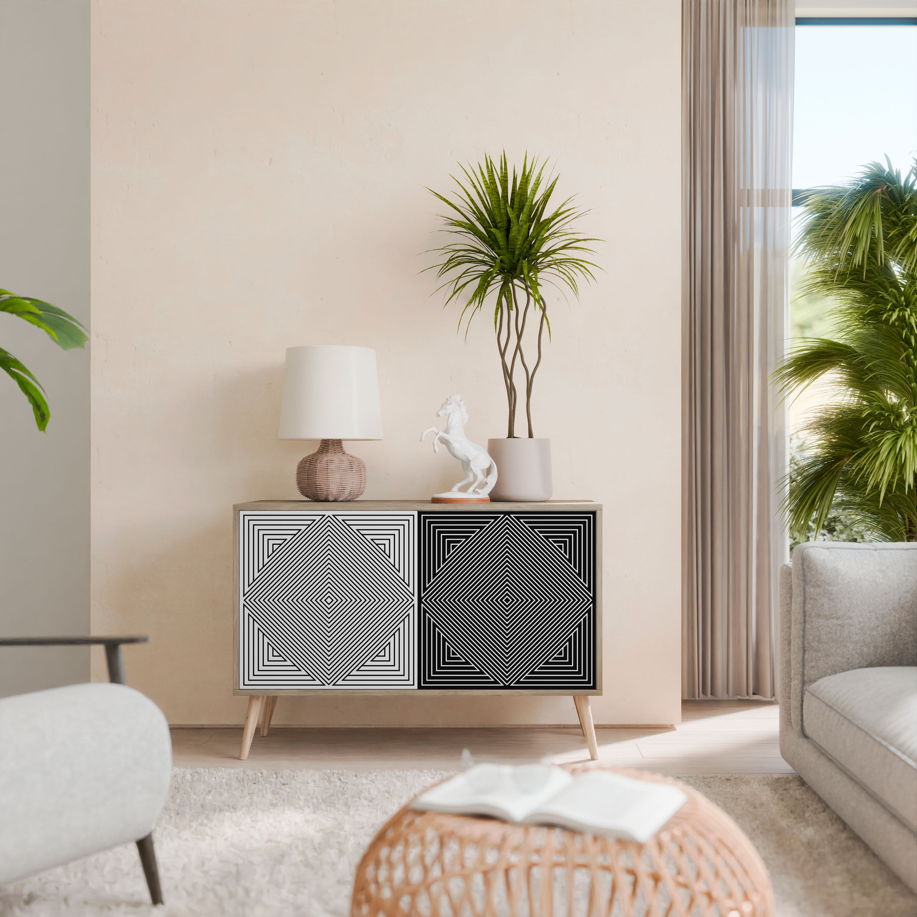 POLYGON ILLUSION 2-Door Sideboard in Oak Effect