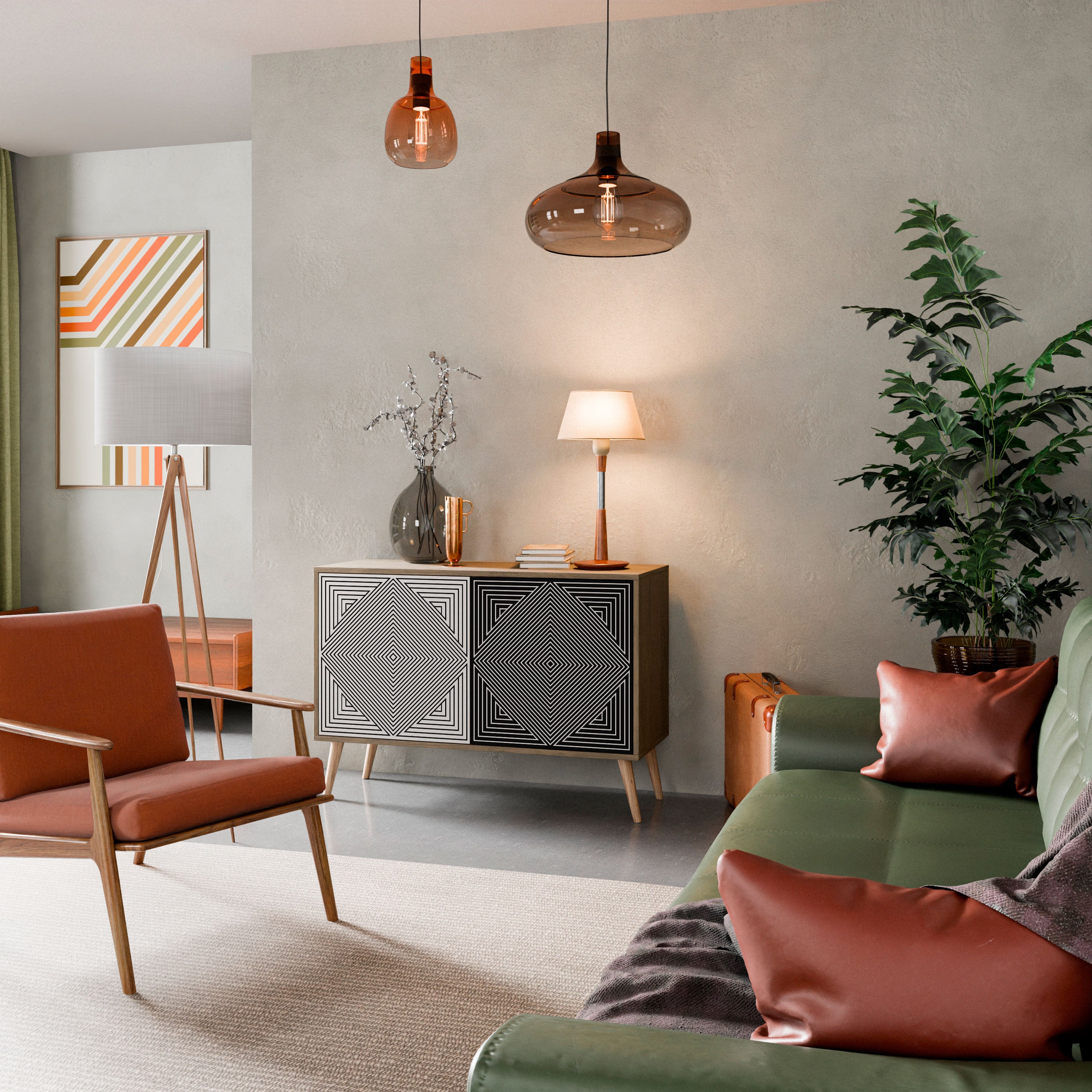 POLYGON ILLUSION 2-Door Sideboard in Oak Effect