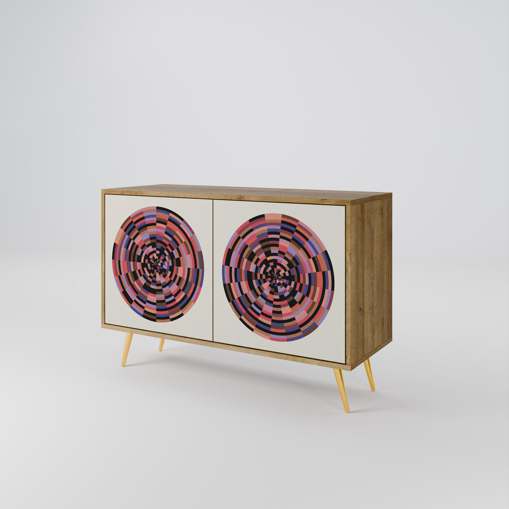 BROWN CIRCLES 2-Door Sideboard in Oak Effect