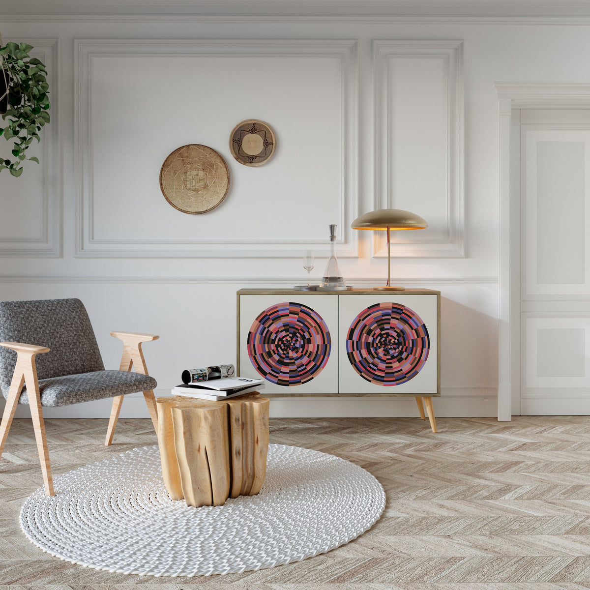 BROWN CIRCLES 2-Door Sideboard