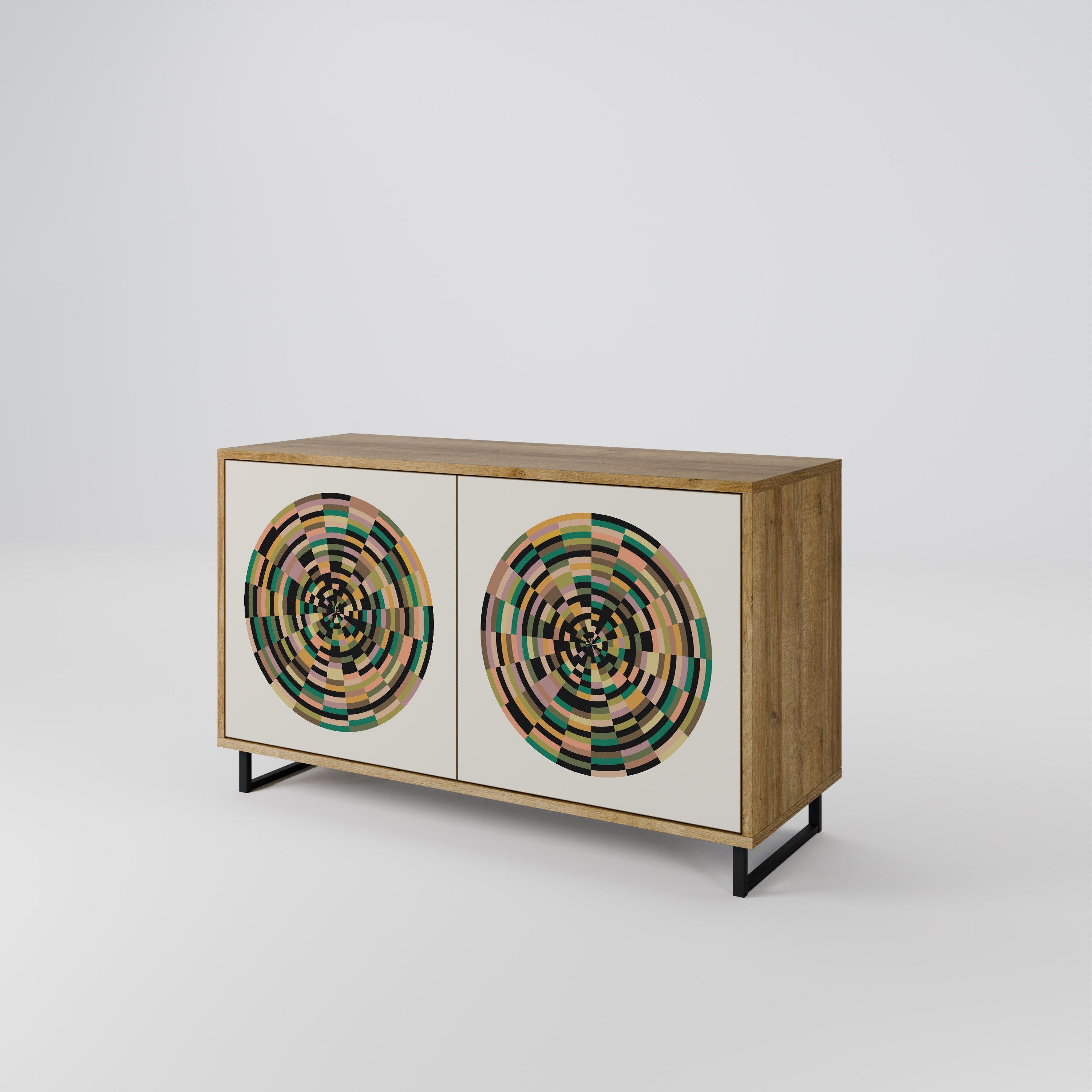 GREEN CIRCLES 2-Door Sideboard in Oak Effect