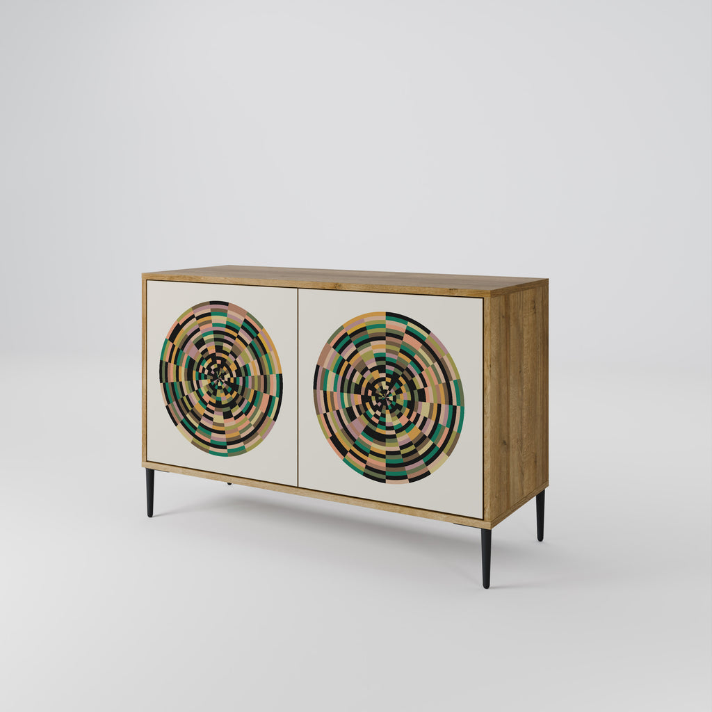 GREEN CIRCLES 2-Door Sideboard in Oak Effect