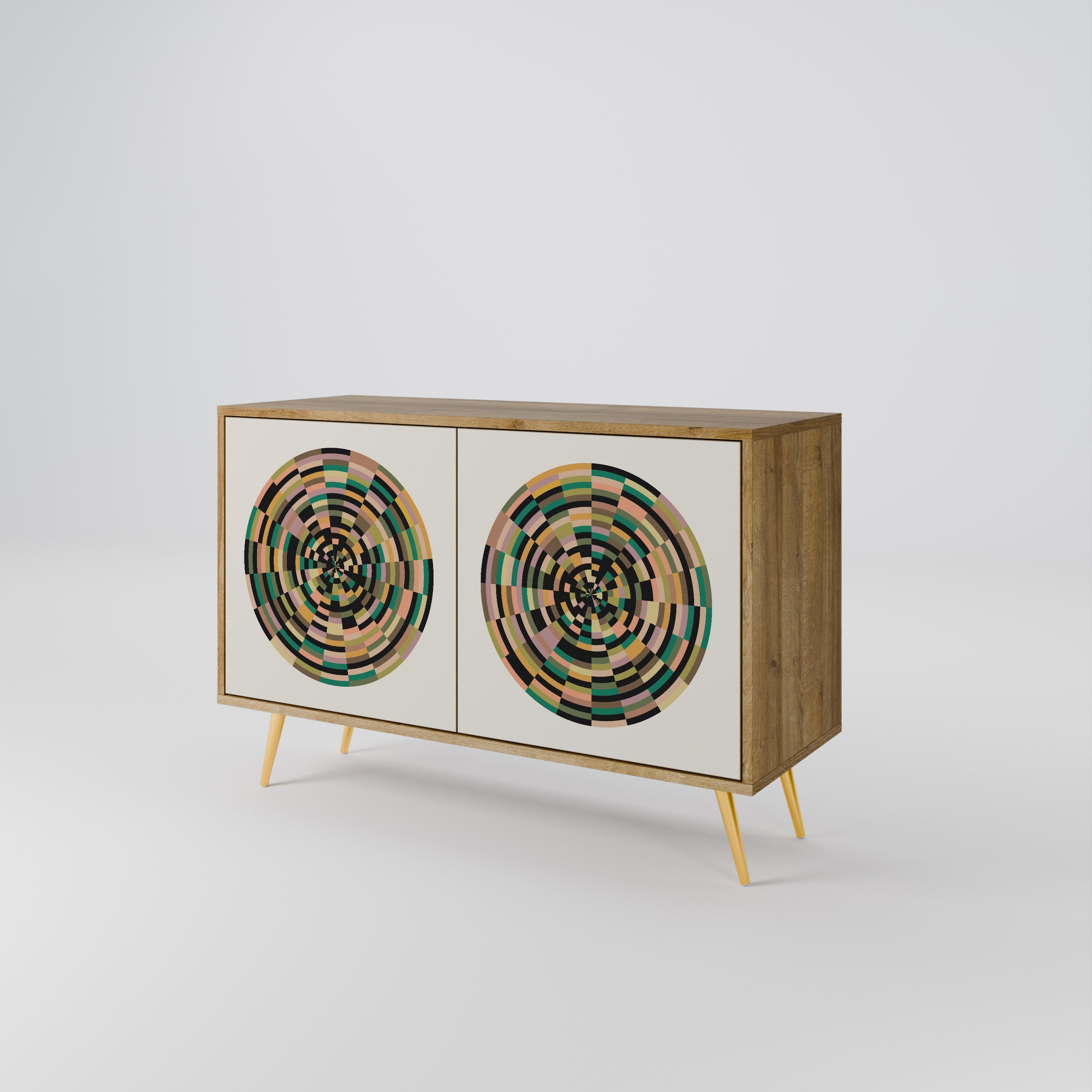 GREEN CIRCLES 2-Door Sideboard in Oak Effect