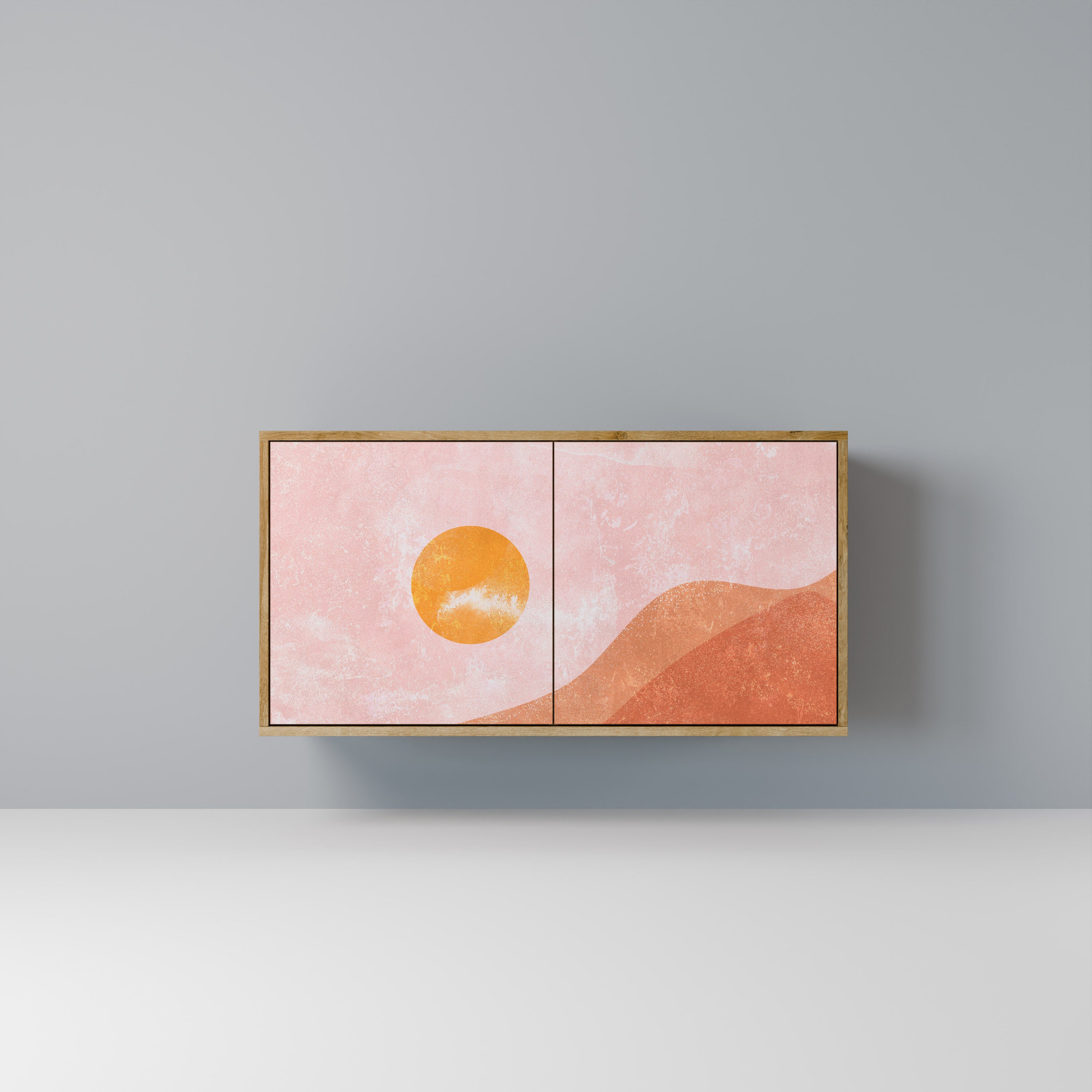 LUMINOUS SUNLIGHT 2-Door Sideboard in Oak Effect