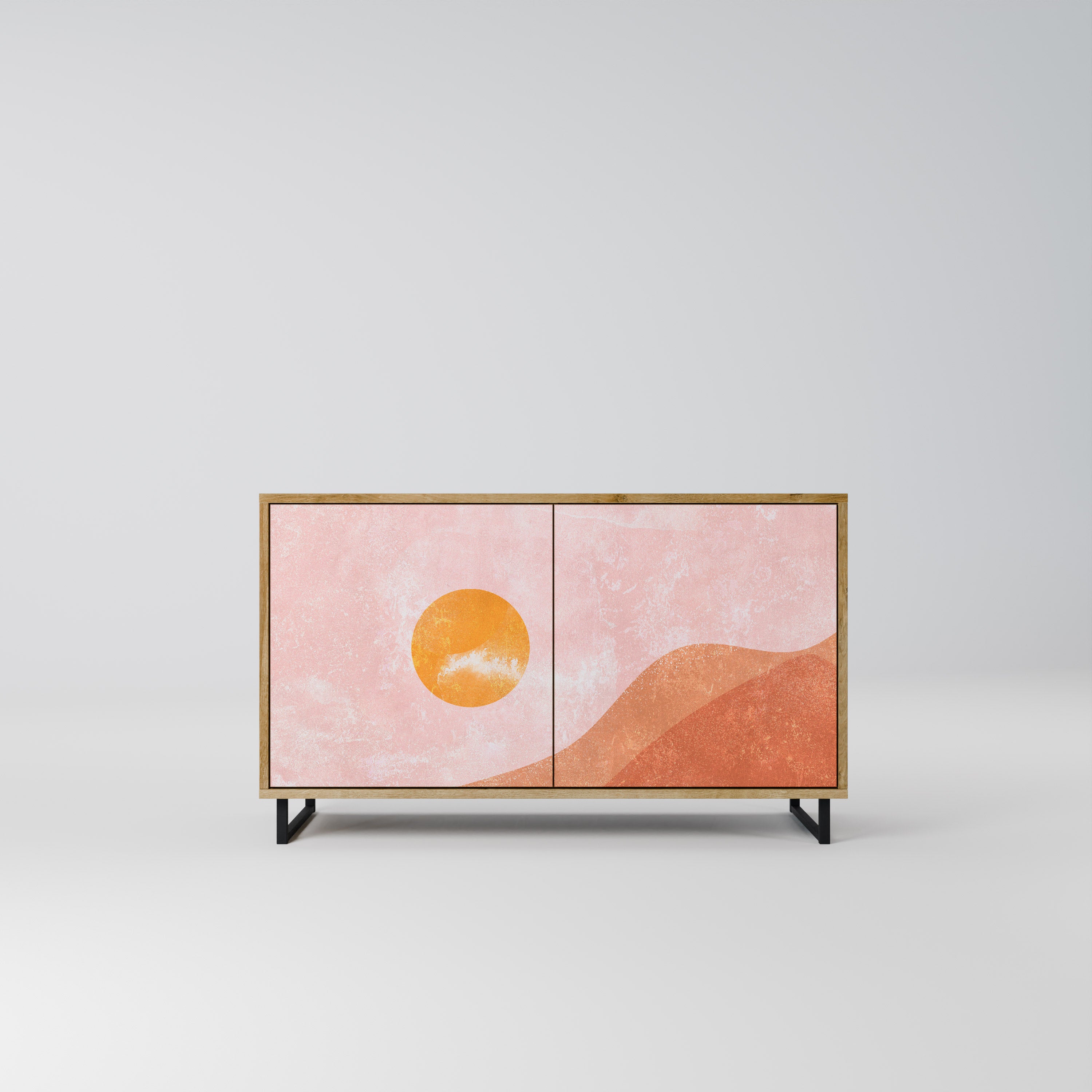 LUMINOUS SUNLIGHT 2-Door Sideboard in Oak Effect