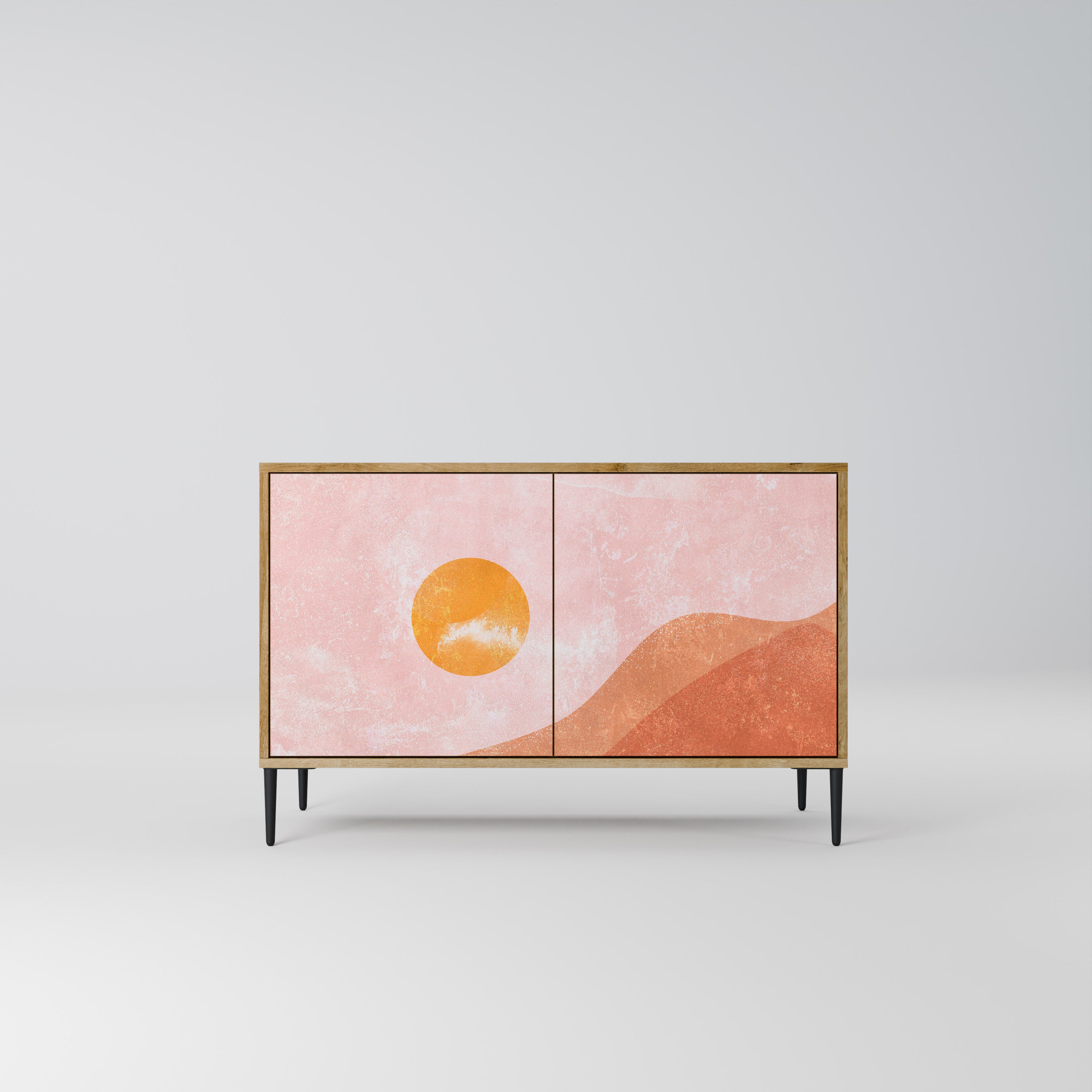 LUMINOUS SUNLIGHT 2-Door Sideboard in Oak Effect