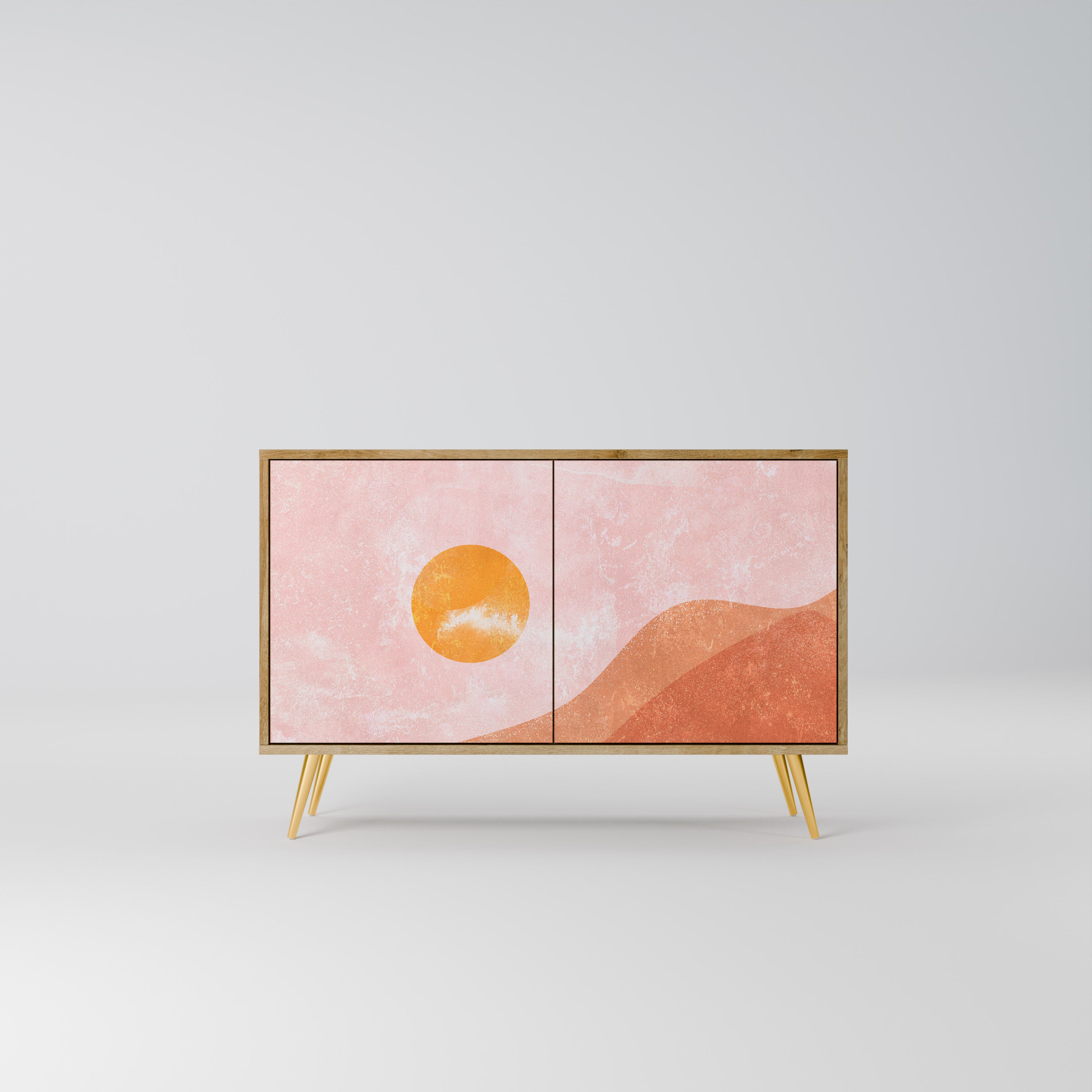 LUMINOUS SUNLIGHT 2-Door Sideboard in Oak Effect