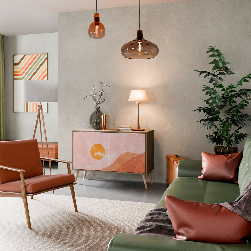 LUMINOUS SUNLIGHT 2-Door Sideboard in Oak Effect