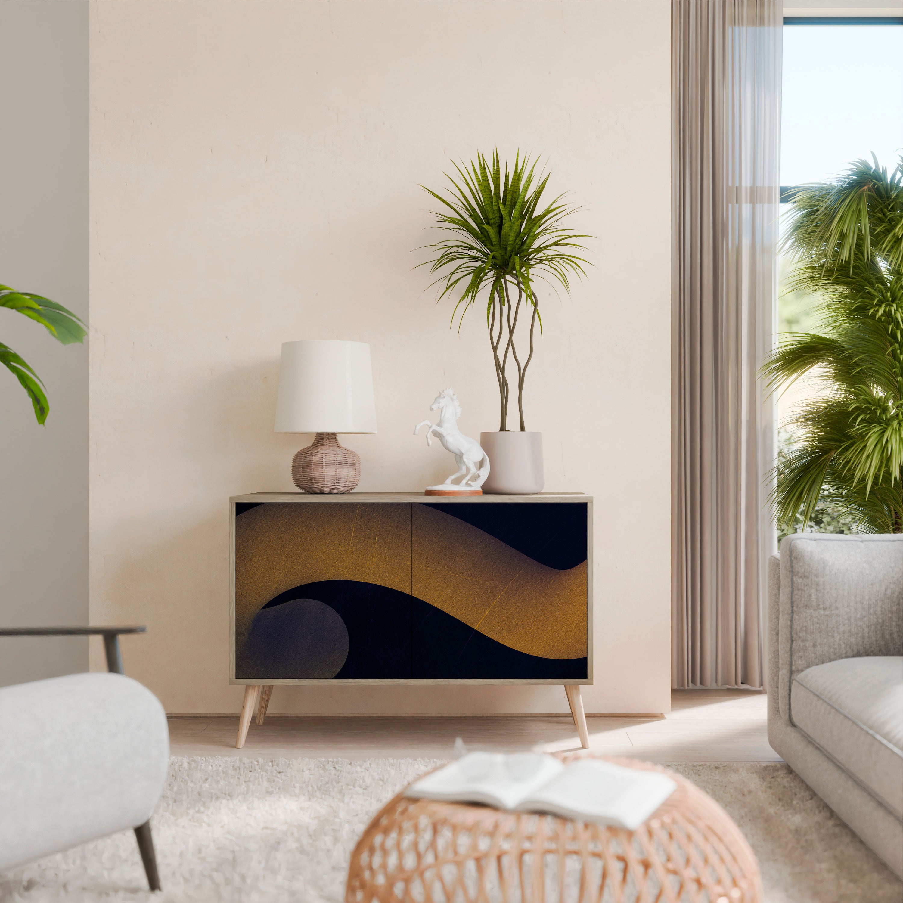 HOLLOW TIME 2-Door Sideboard in Oak Effect