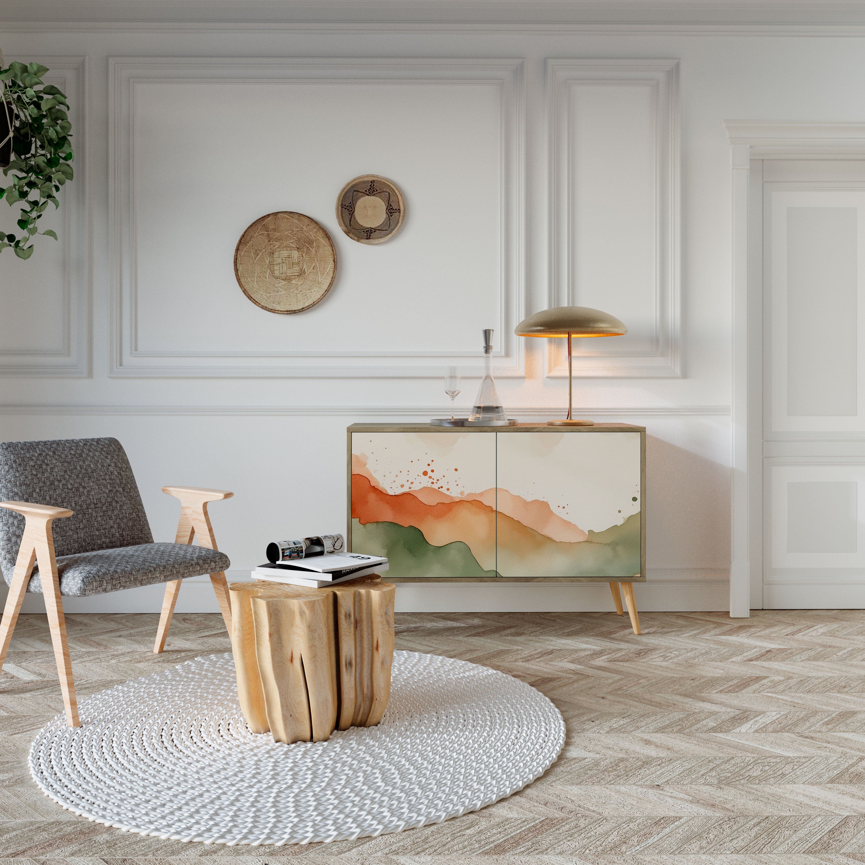 WATERCOLOUR PEAKS 2-Door Sideboard in Oak Effect