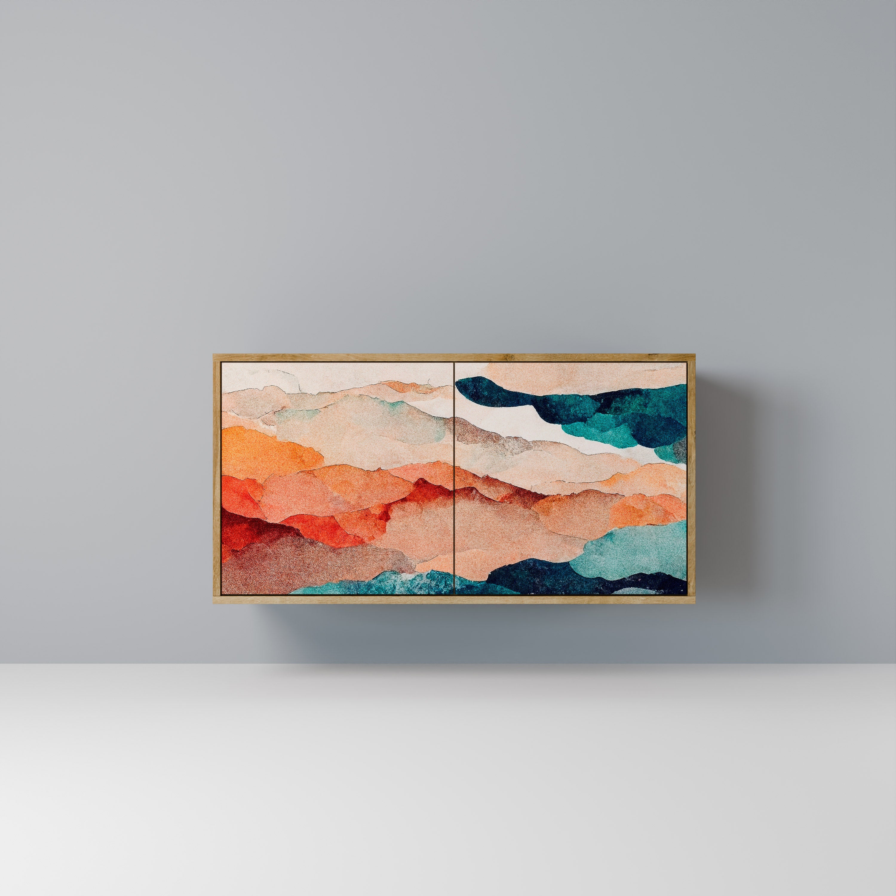 ABSTRACT LANDSCAPE 2-Door Sideboard in Oak Effect