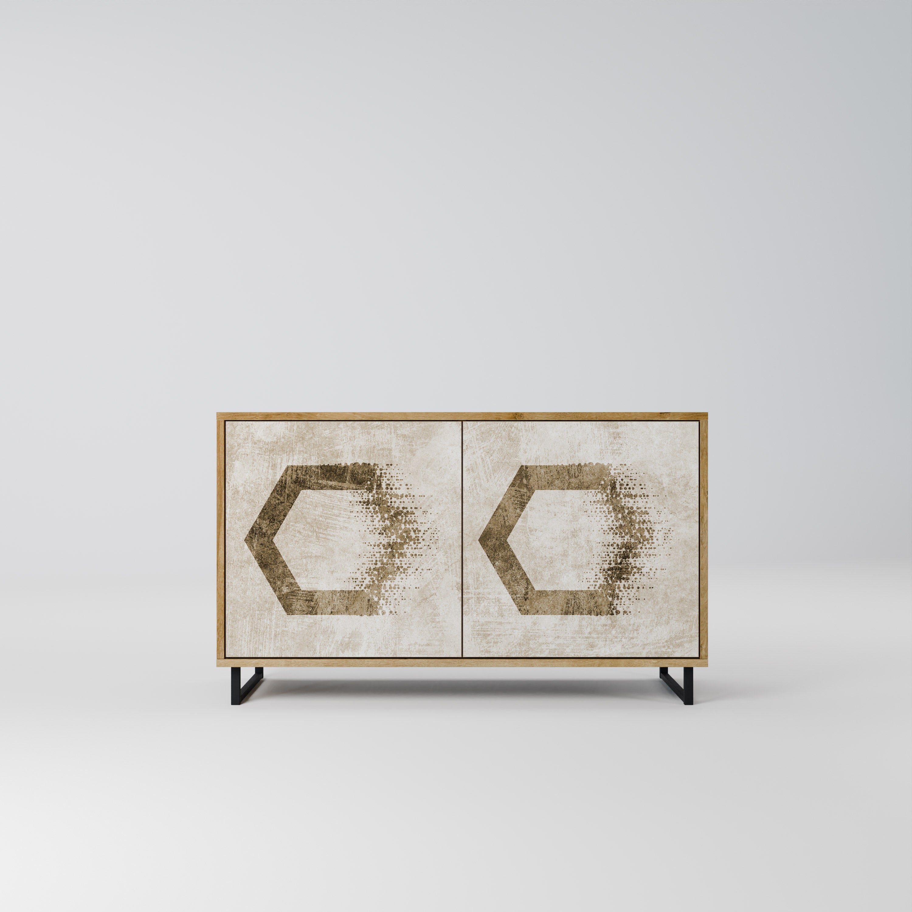 HEXAGONAL SHAPES 2-Door Sideboard in Oak Effect