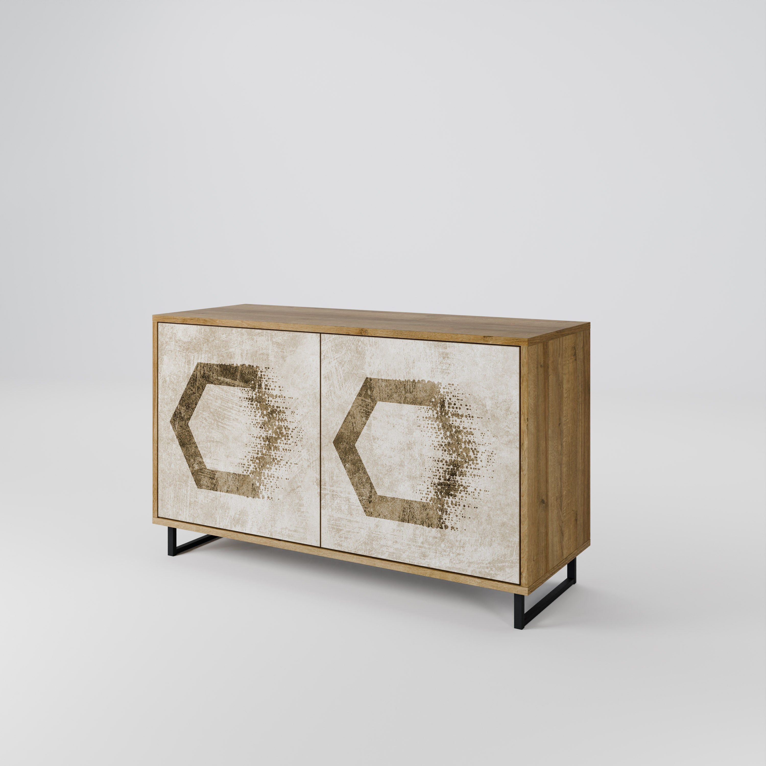 HEXAGONAL SHAPES 2-Door Sideboard in Oak Effect