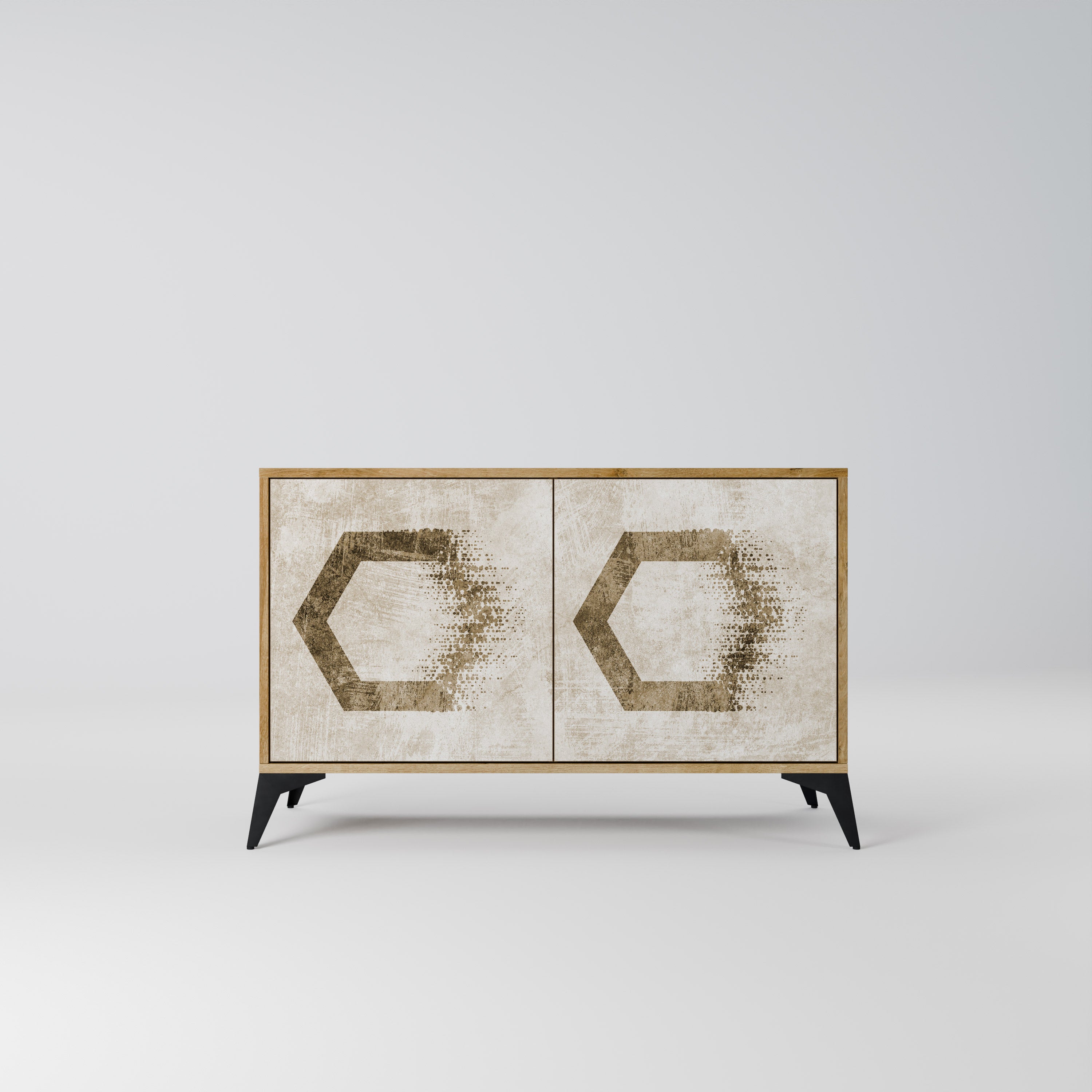 HEXAGONAL SHAPES 2-Door Sideboard in Oak Effect
